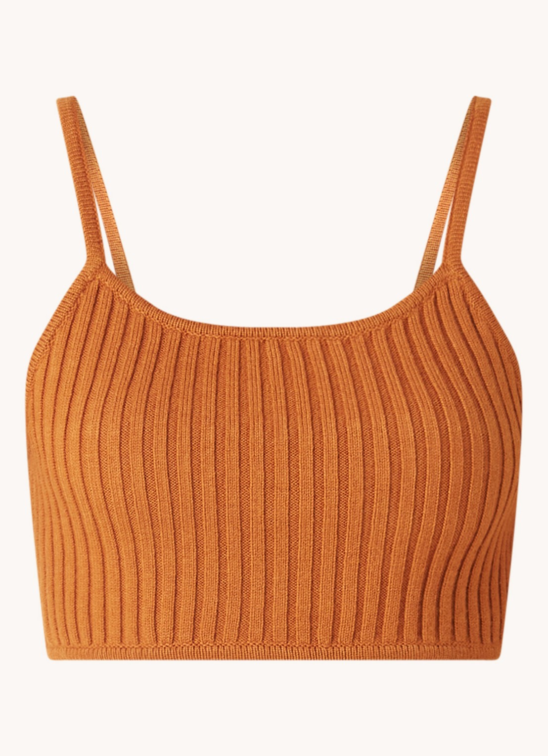 Levi's Ribgebreide crop top in wolblend - voorkant 3 roestbruin