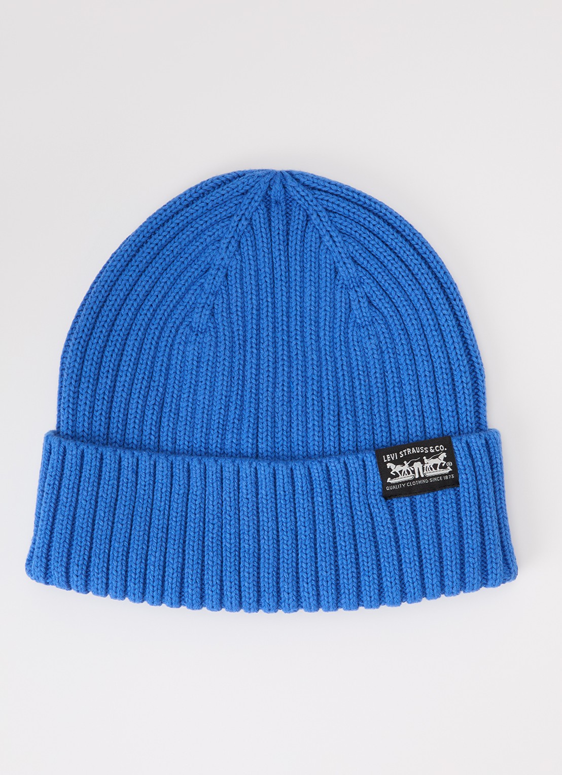 Levi's Ribgebreide muts met logo - voorkant blauw