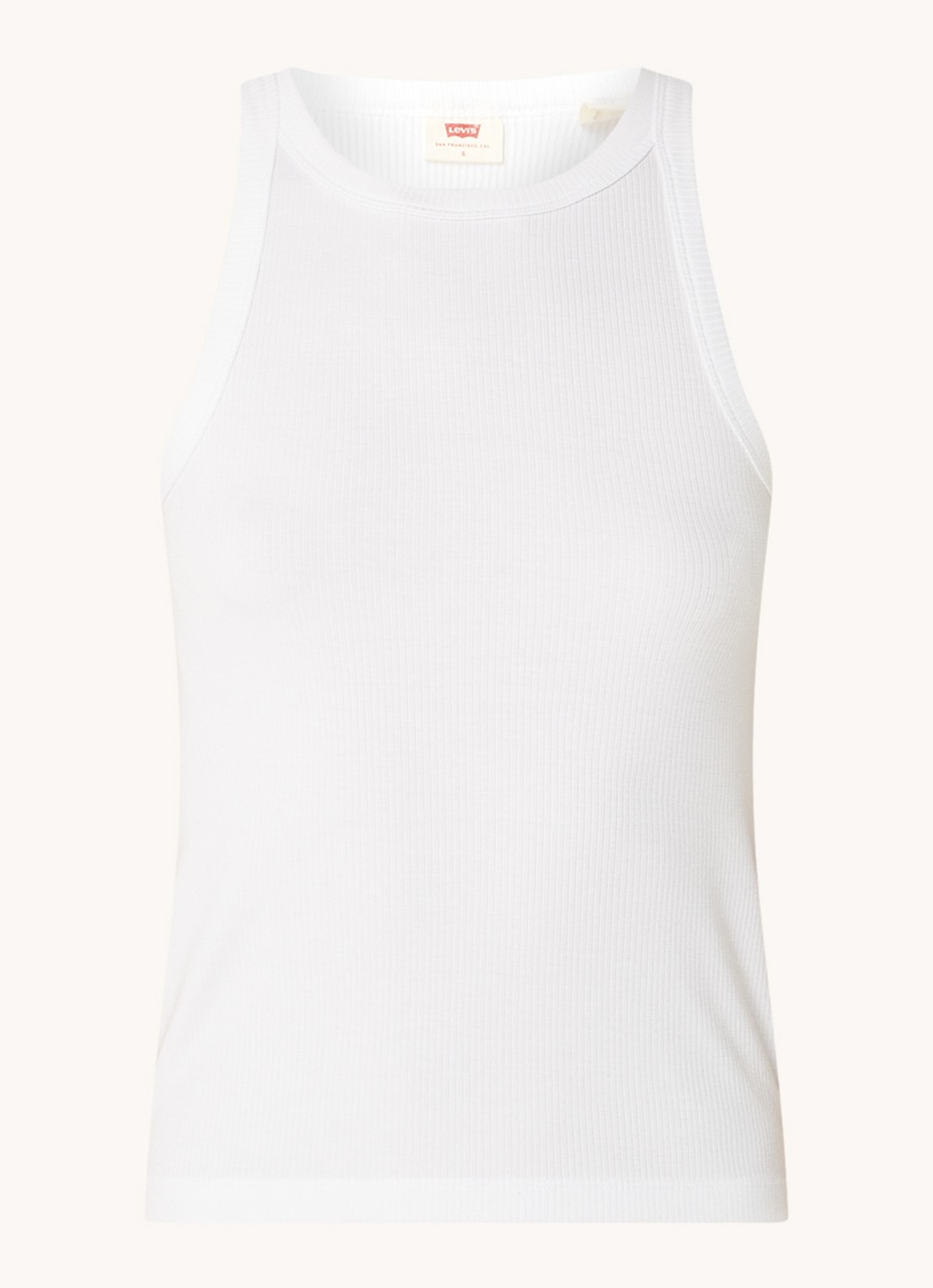 Levi's Ribgebreide tanktop met stretch - voorkant 3 wit