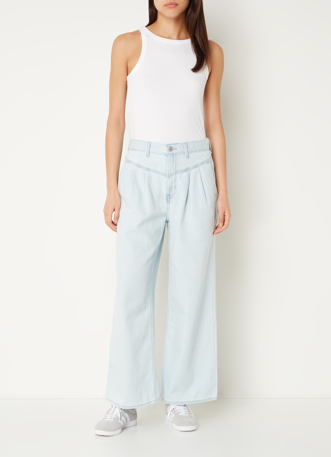 Levi's Ribgebreide tanktop met stretch - voorkant 4 wit