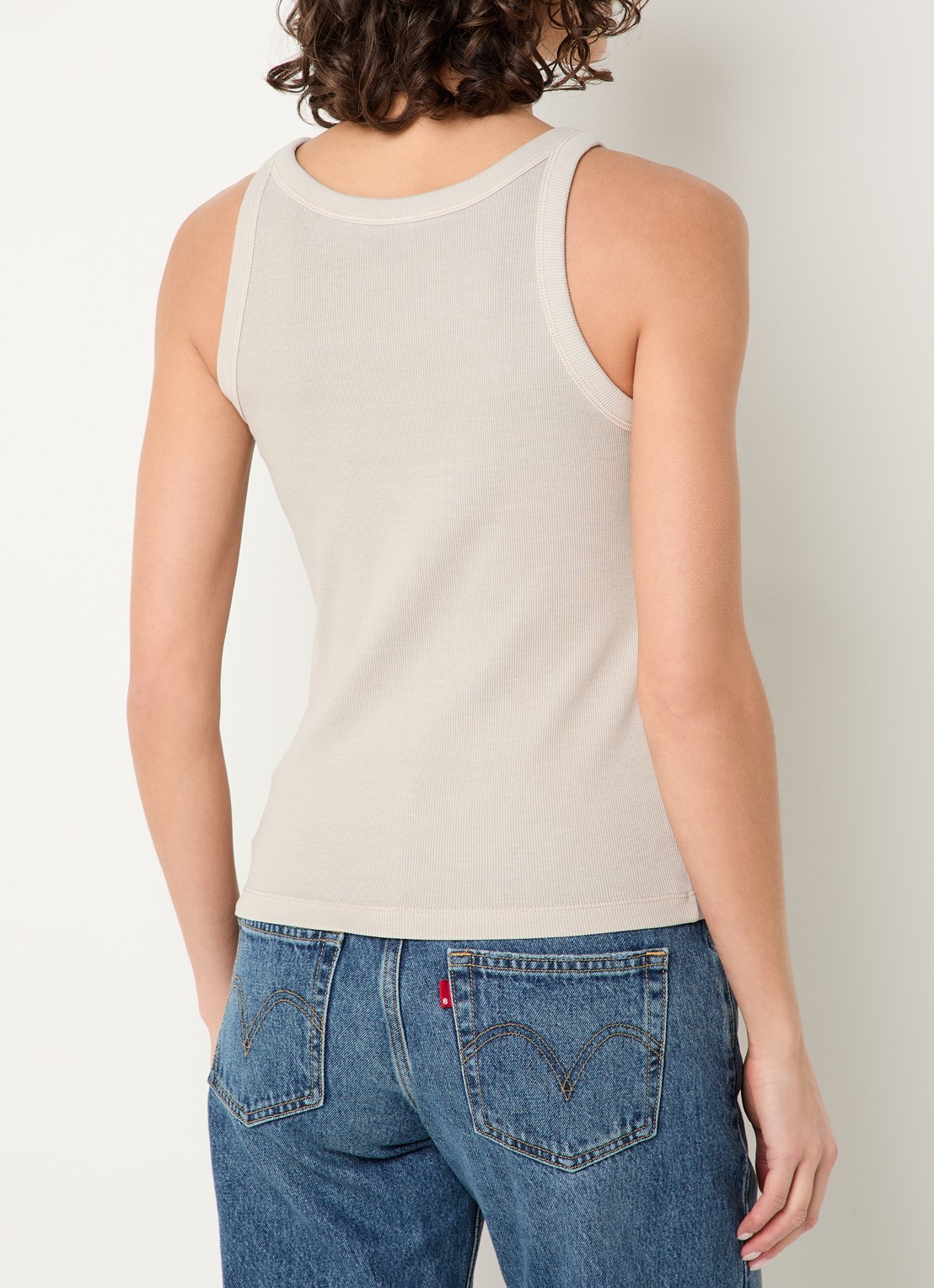 Levi's Ribgebreide tanktop met stretch  - achterkant 2 donkerbeige