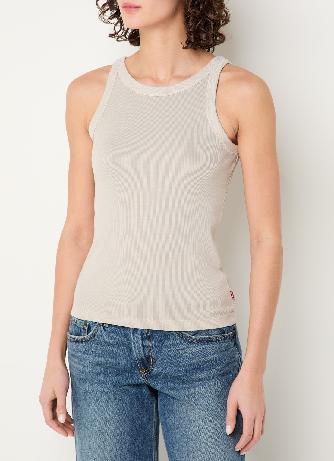 Levi's Ribgebreide tanktop met stretch  - detail donkerbeige