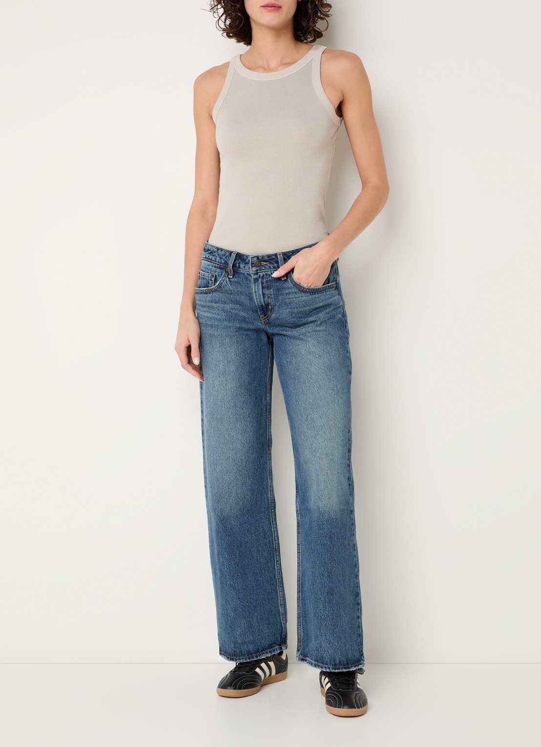 Levi's Ribgebreide tanktop met stretch  - voorkant 4 donkerbeige
