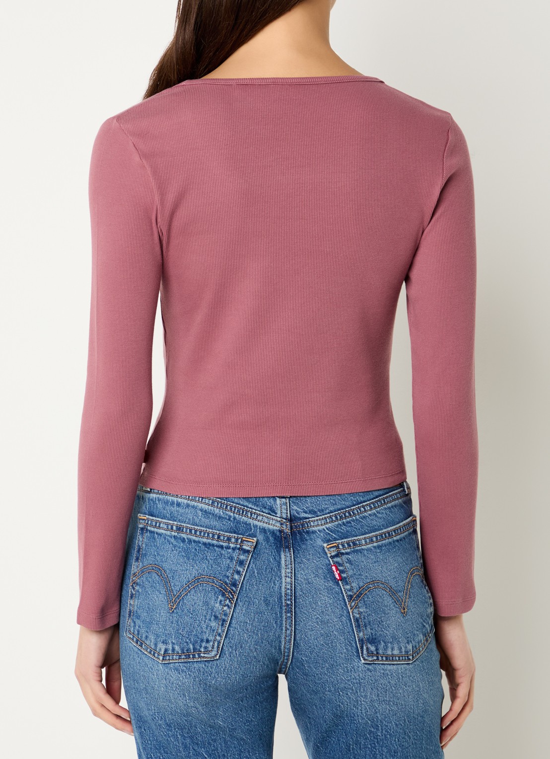 Levi's Ribgebreide top met rechthoekige hals - achterkant 4 zalmroze
