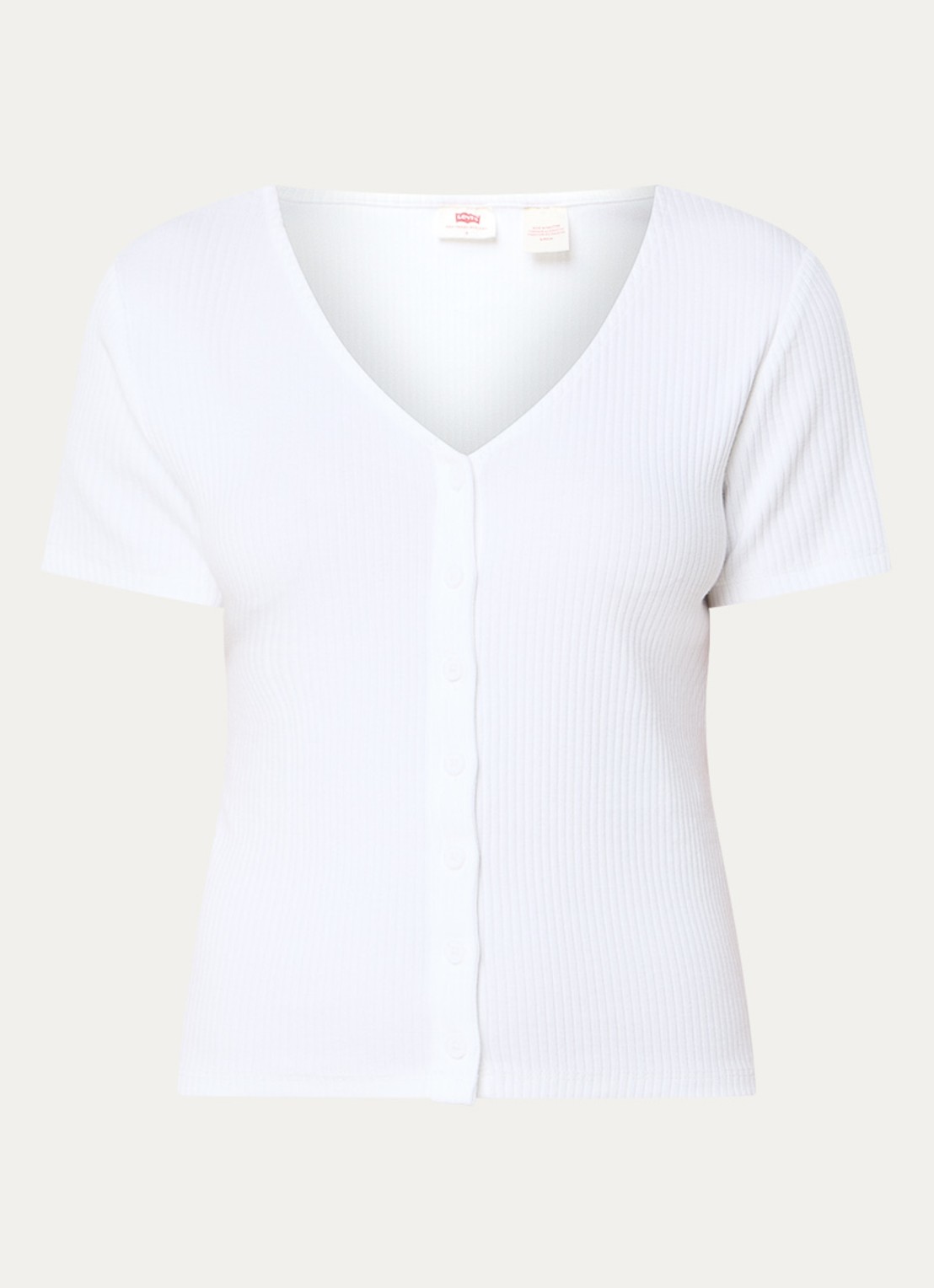 Levi's Ribgebreide top met sierknopen - voorkant 3 wit