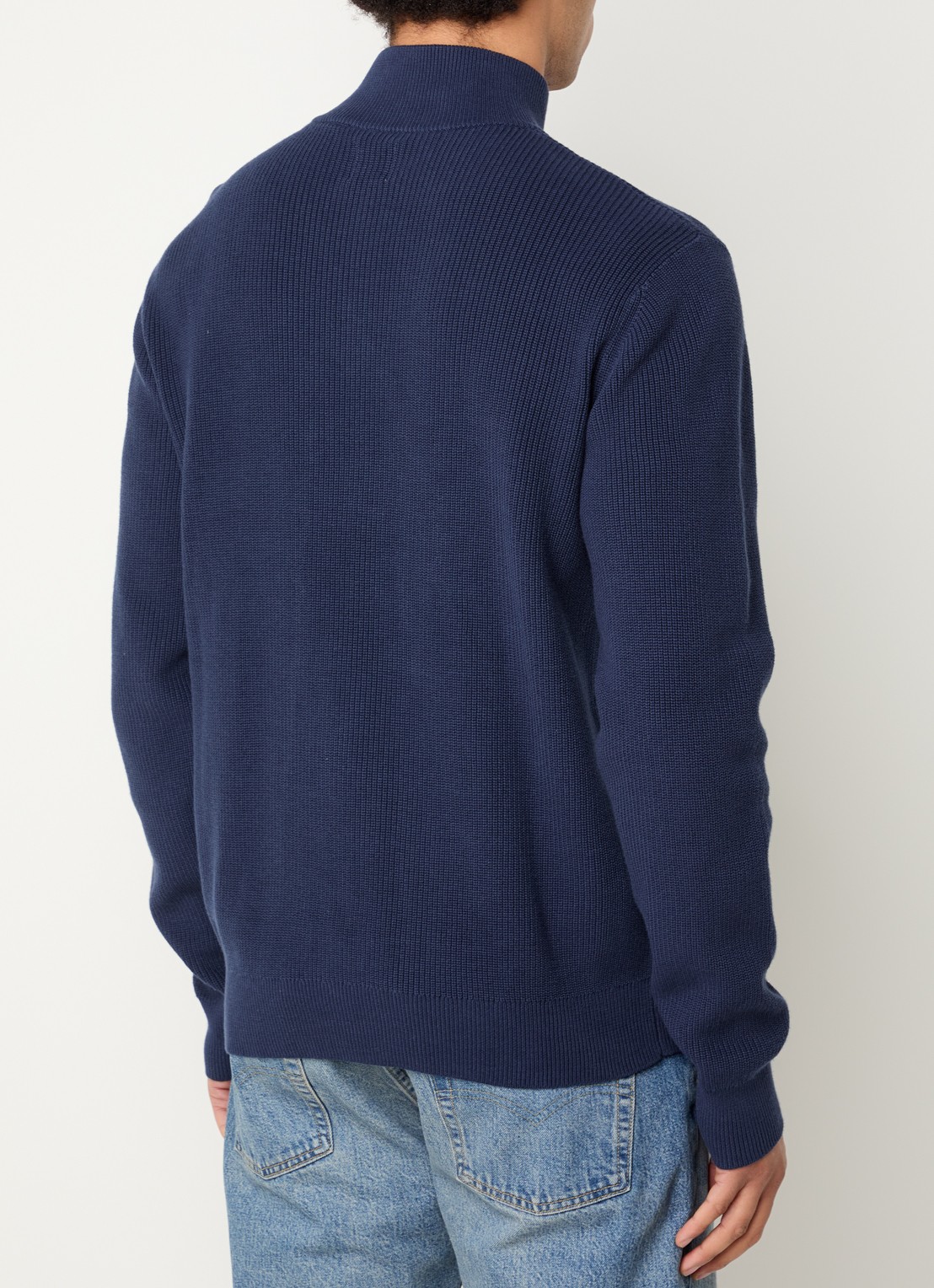 Levi's Ribgebreide trui met halve rits - achterkant 2 donkerblauw