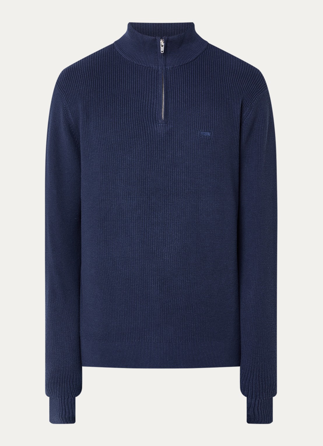 Levi's Ribgebreide trui met halve rits - voorkant 3 donkerblauw