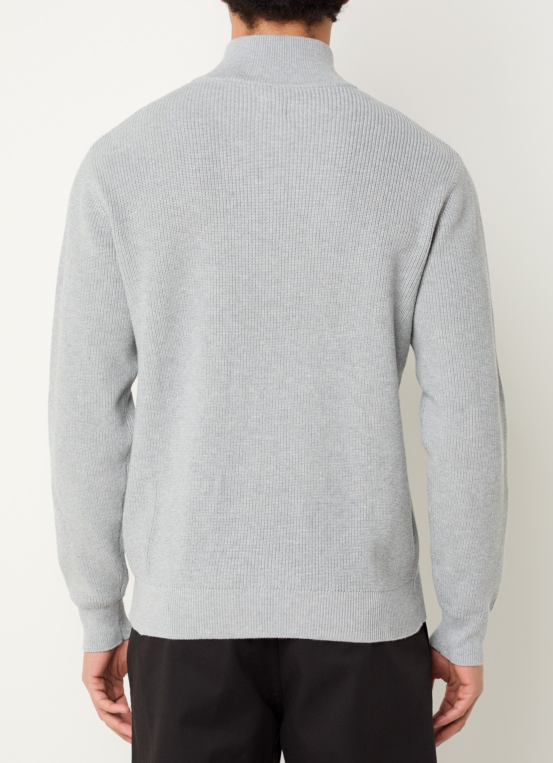 Levi's Ribgebreide trui met halve rits - achterkant 3 lichtgrijs