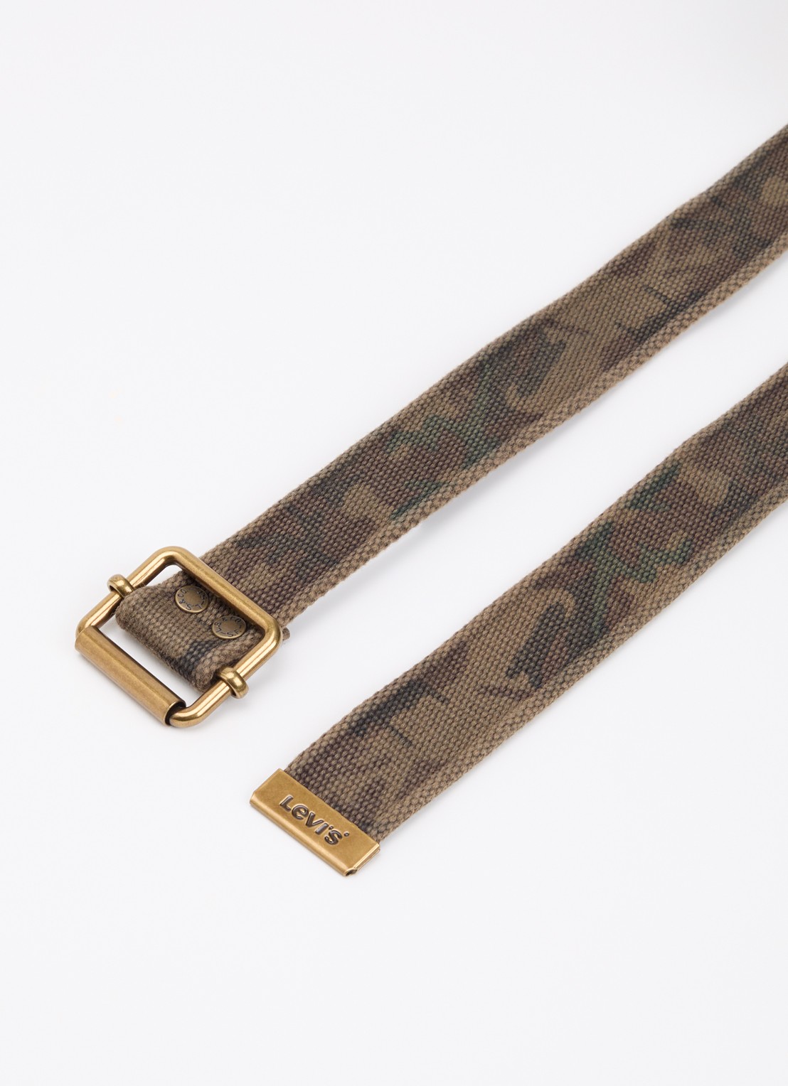 Levi's Riem van canvas met camouflageprint - detail legergroen