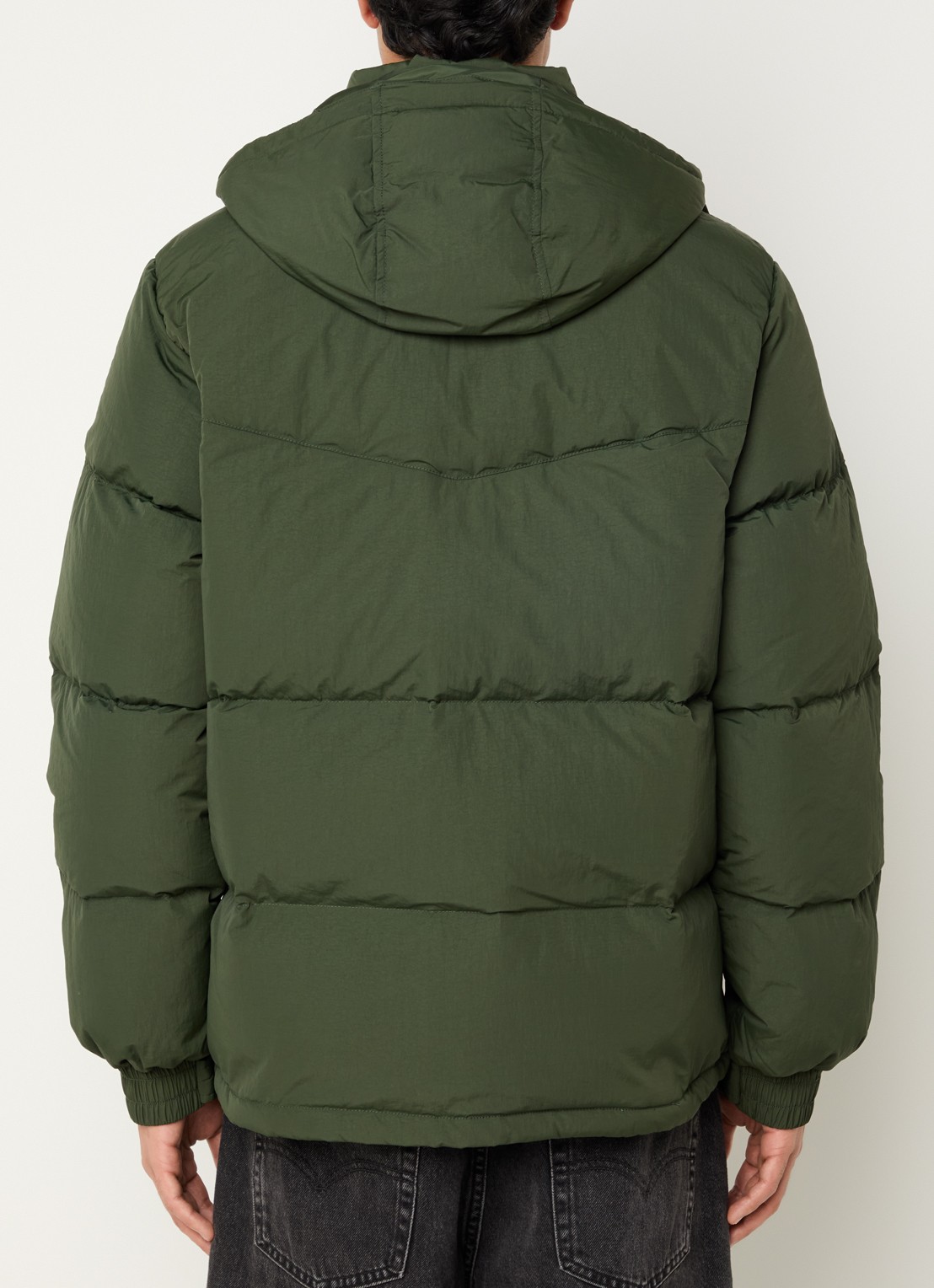 Levi's Rockridge puffer jack met donsvulling en afneembare capuchon - achterkant 3 donkergroen