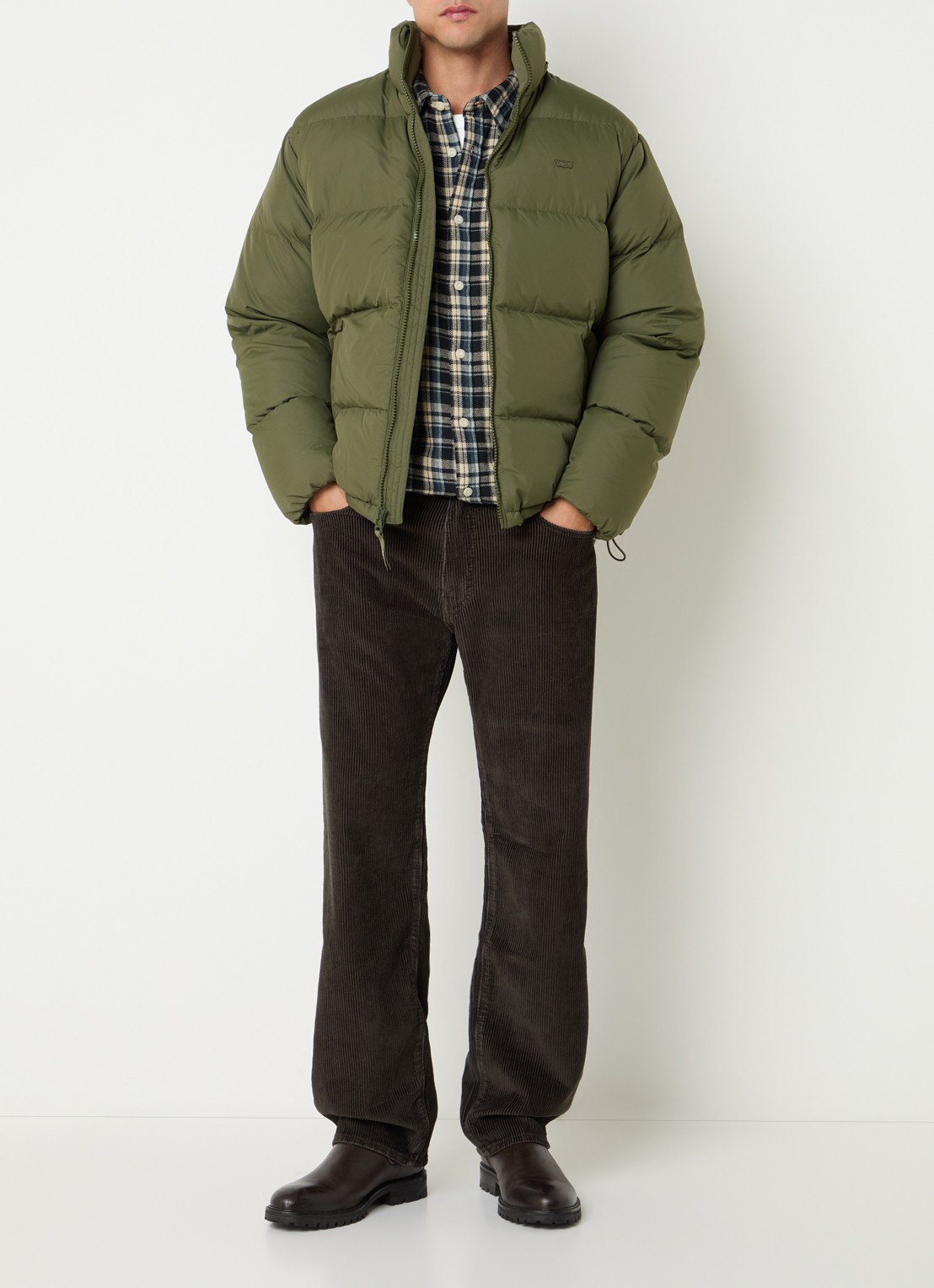 Levi's Rockwell pufferjack met steekzakken - voorkant 3 mosgroen