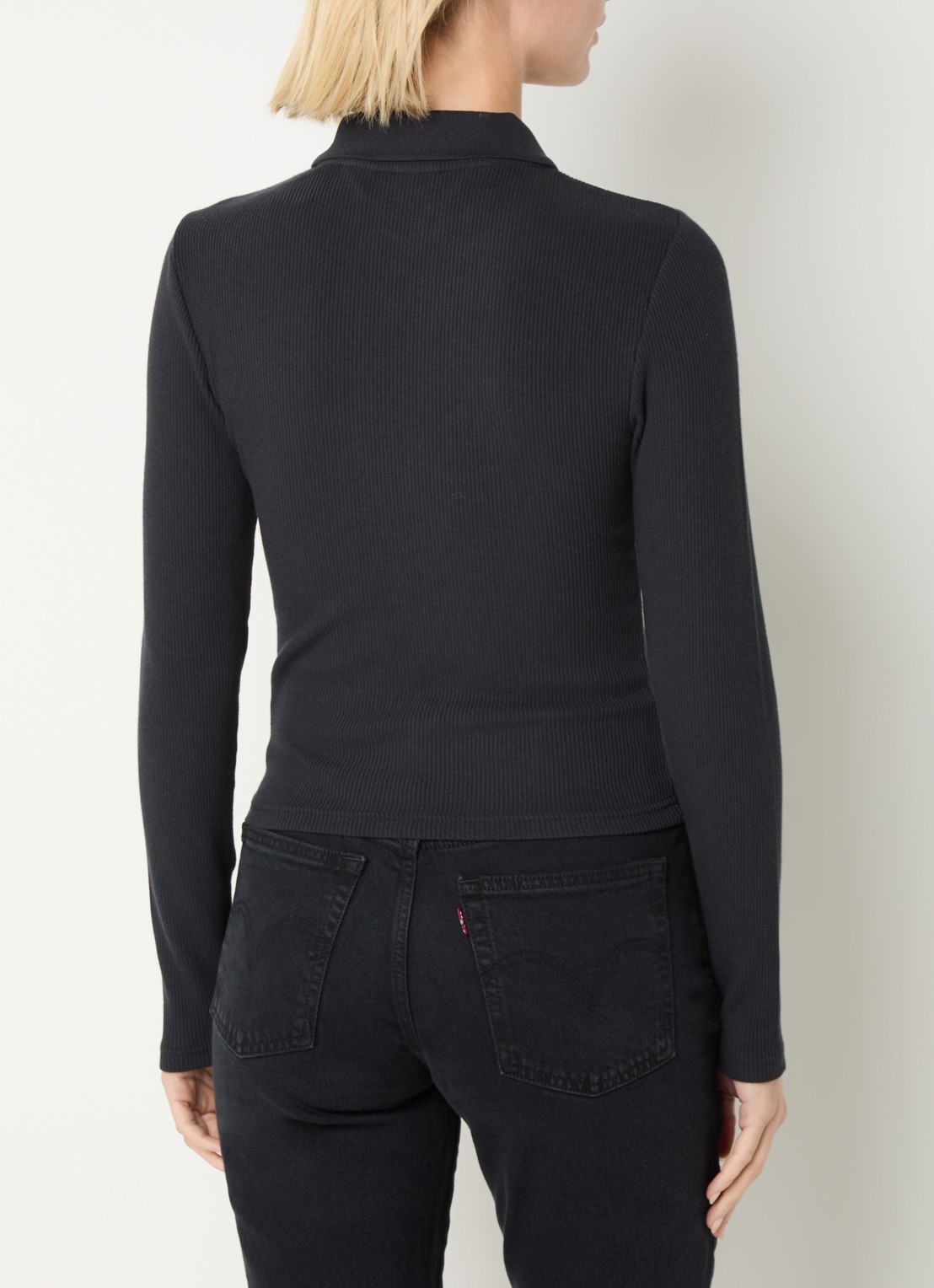 Levi's Rory polo met ribstructuur - achterkant 2 zwart