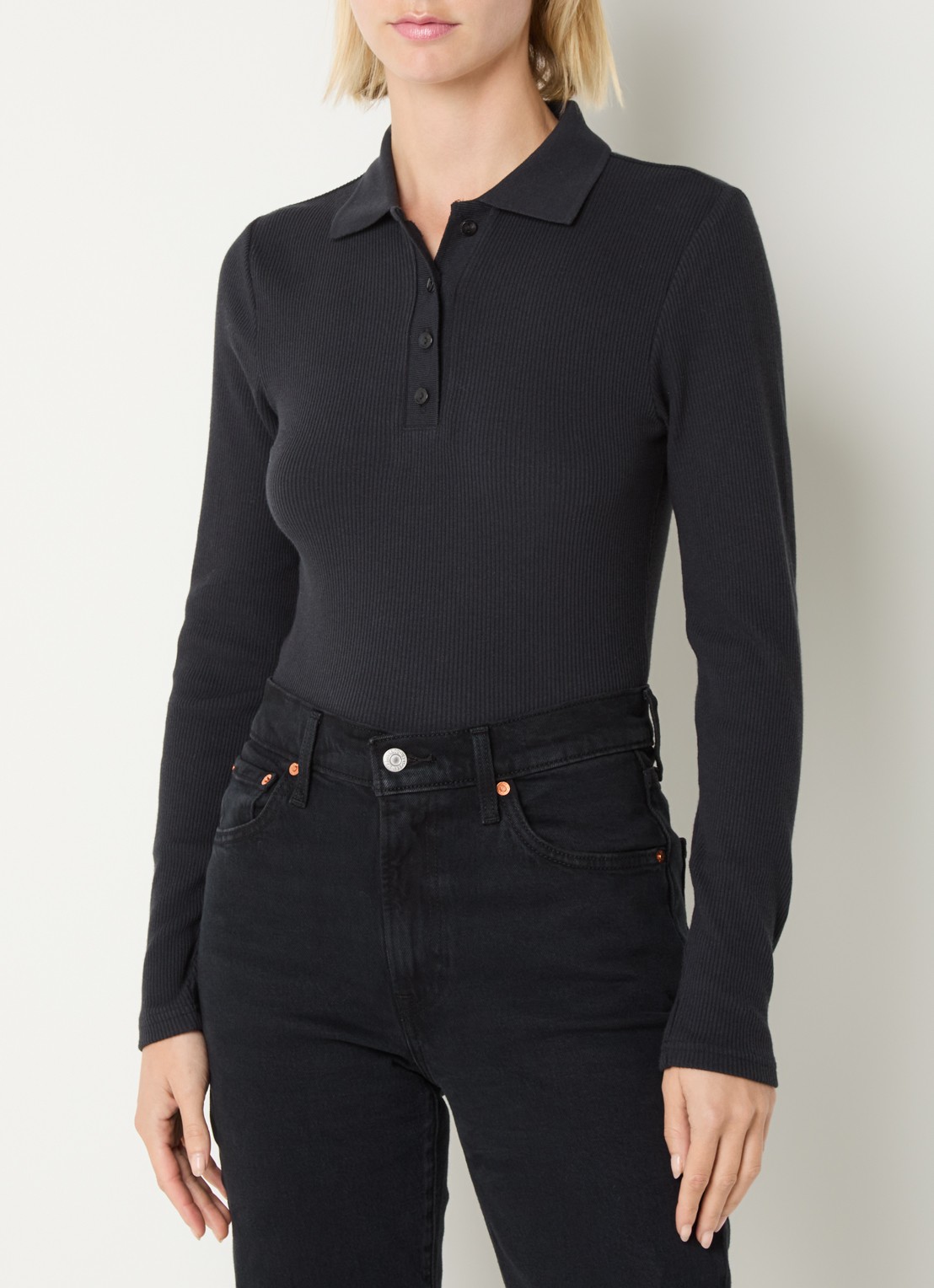 Levi's Rory polo met ribstructuur - detail zwart