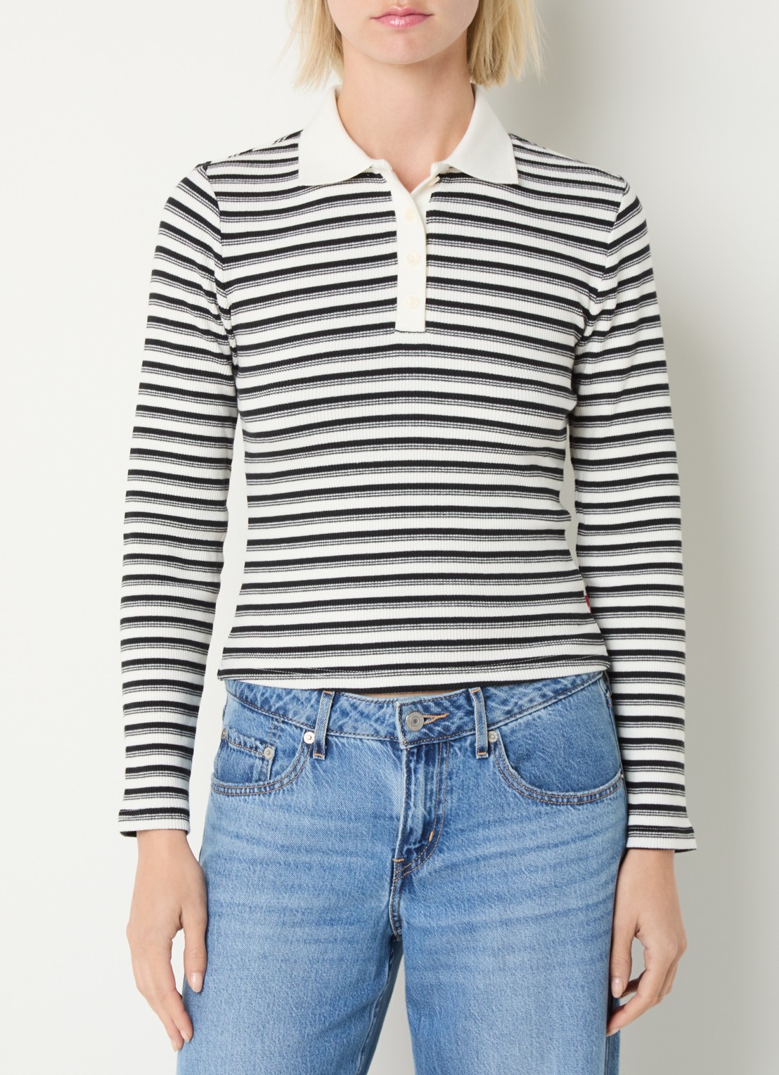 Levi's Rory polo met streepprint - detail 4 zwart