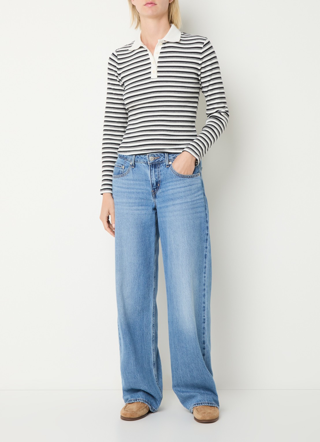 Levi's Rory polo met streepprint - voorkant 2 zwart