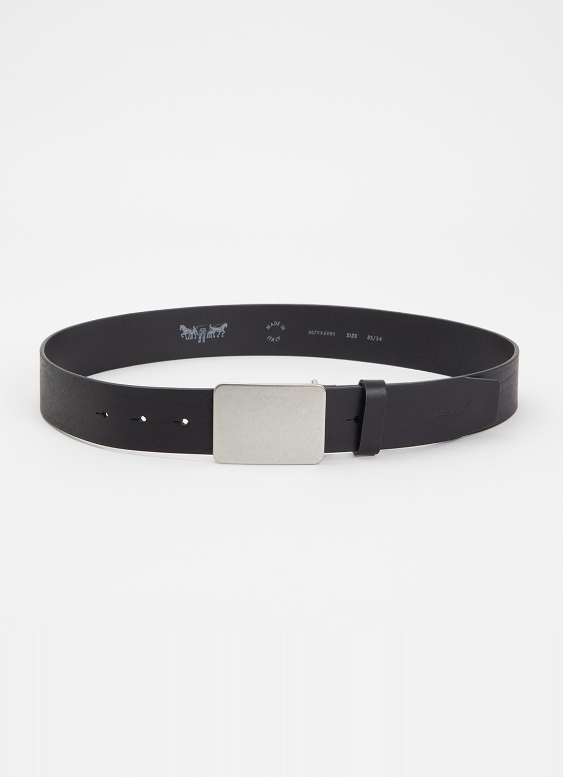 Levi's Ryder Plaque riem van leer - voorkant 2 zwart