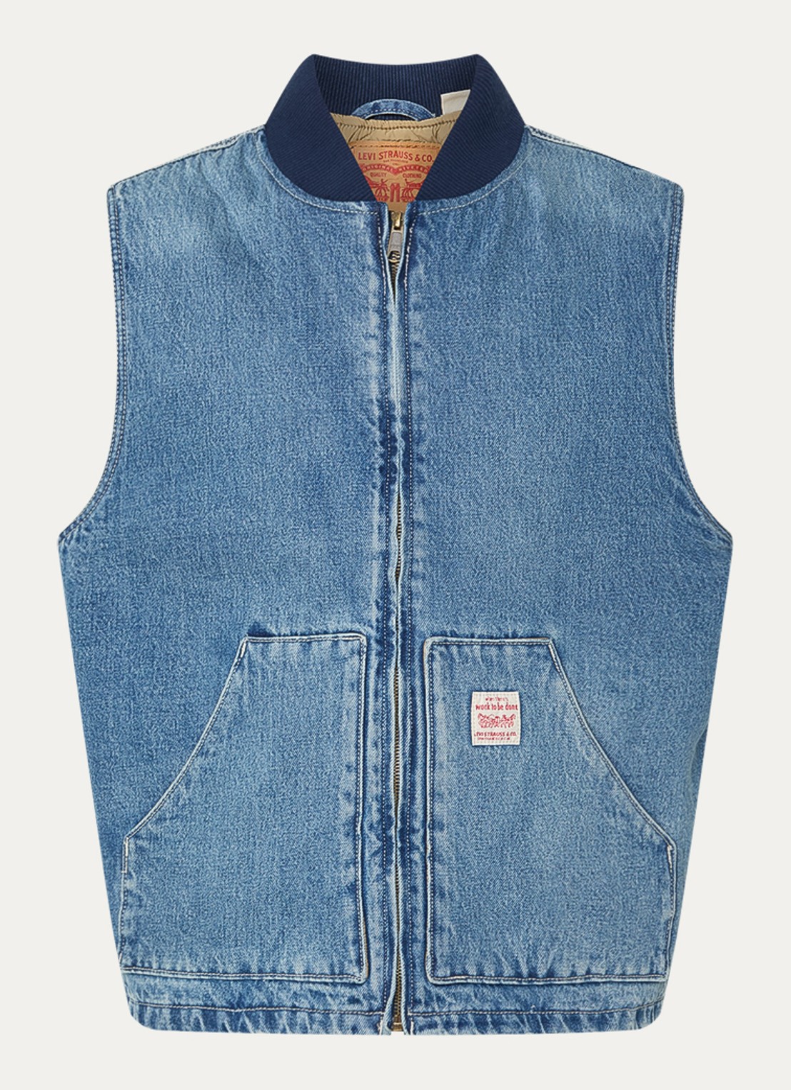 Levi's Sansome bodywarmer van denim met logo - voorkant 3 indigo
