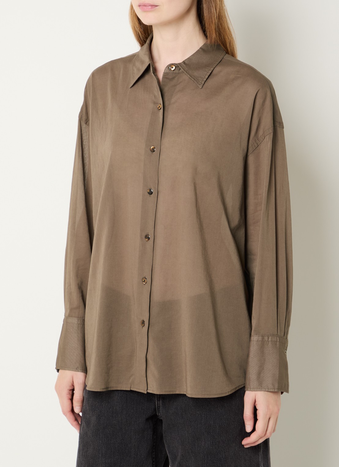 Levi's Semi-transparante blouse met kraag - detail camel