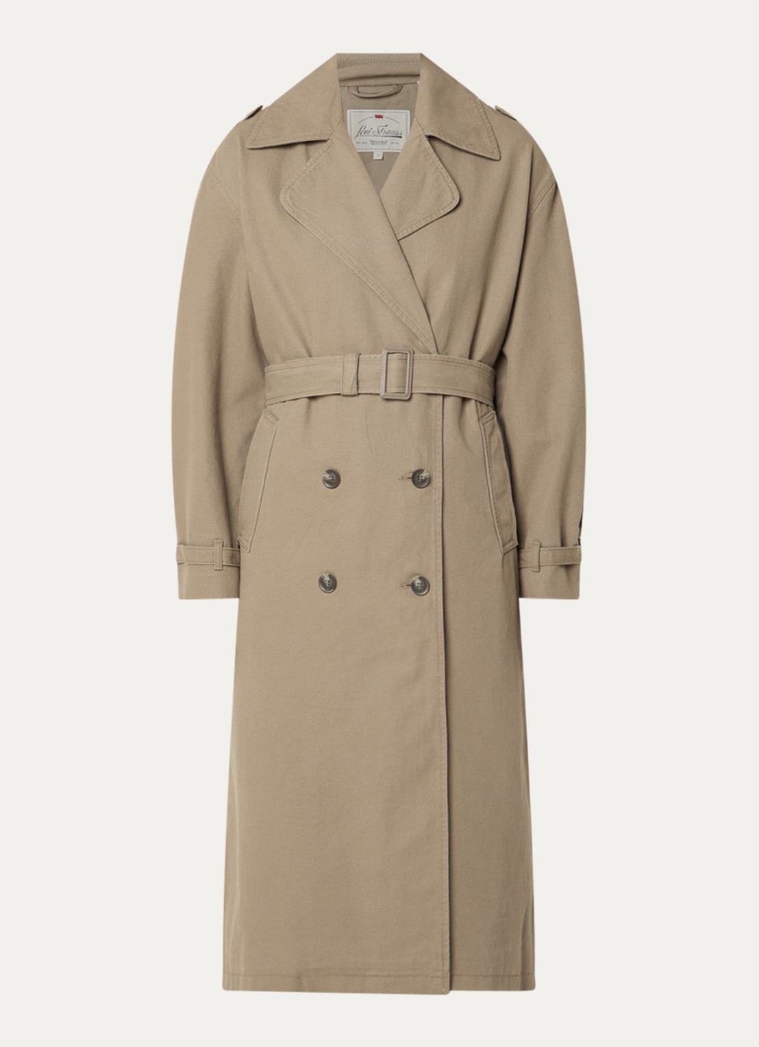 Levi's Serena trenchcoat met ceintuur en steekzakken - voorkant khaki