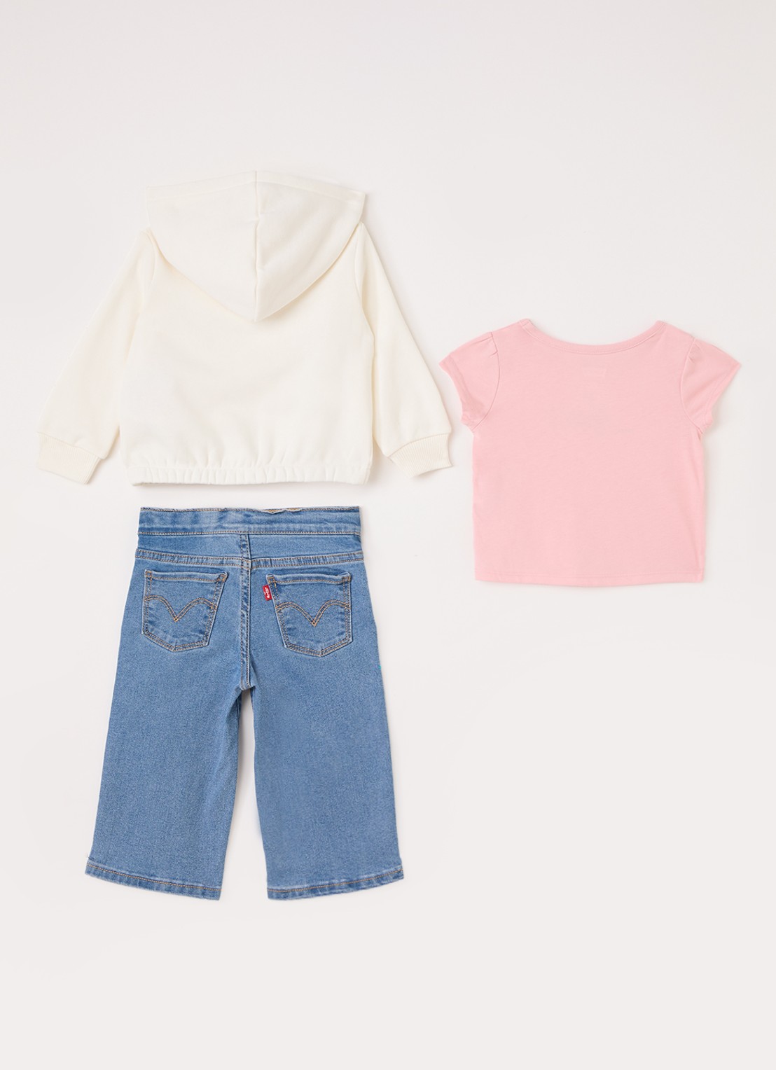 Levi's Set van sweatvest met jeans en T-shirt 3-delig - voorkant 2 roze