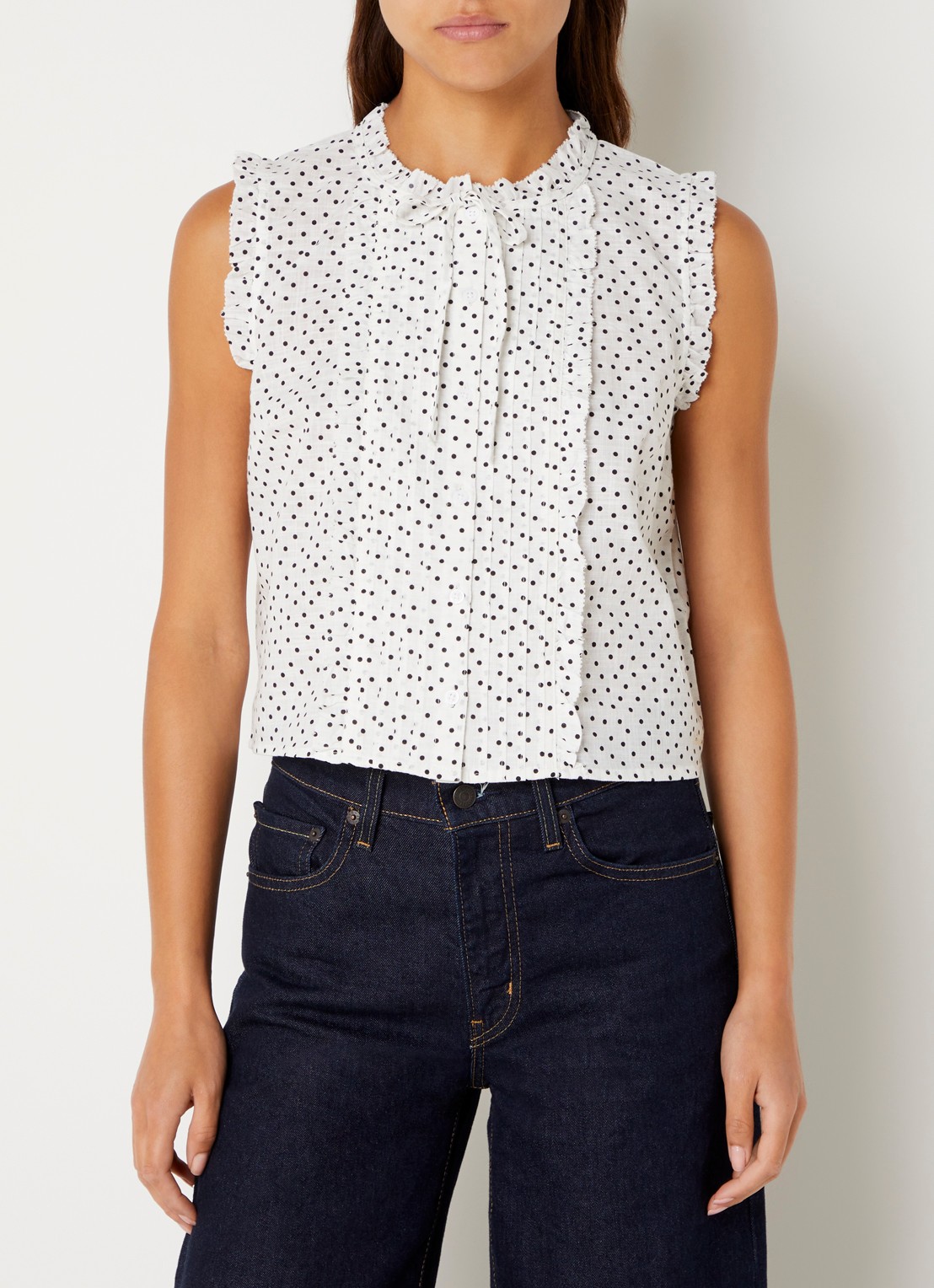 Levi's Shelby blouse met stippenprint - detail beige
