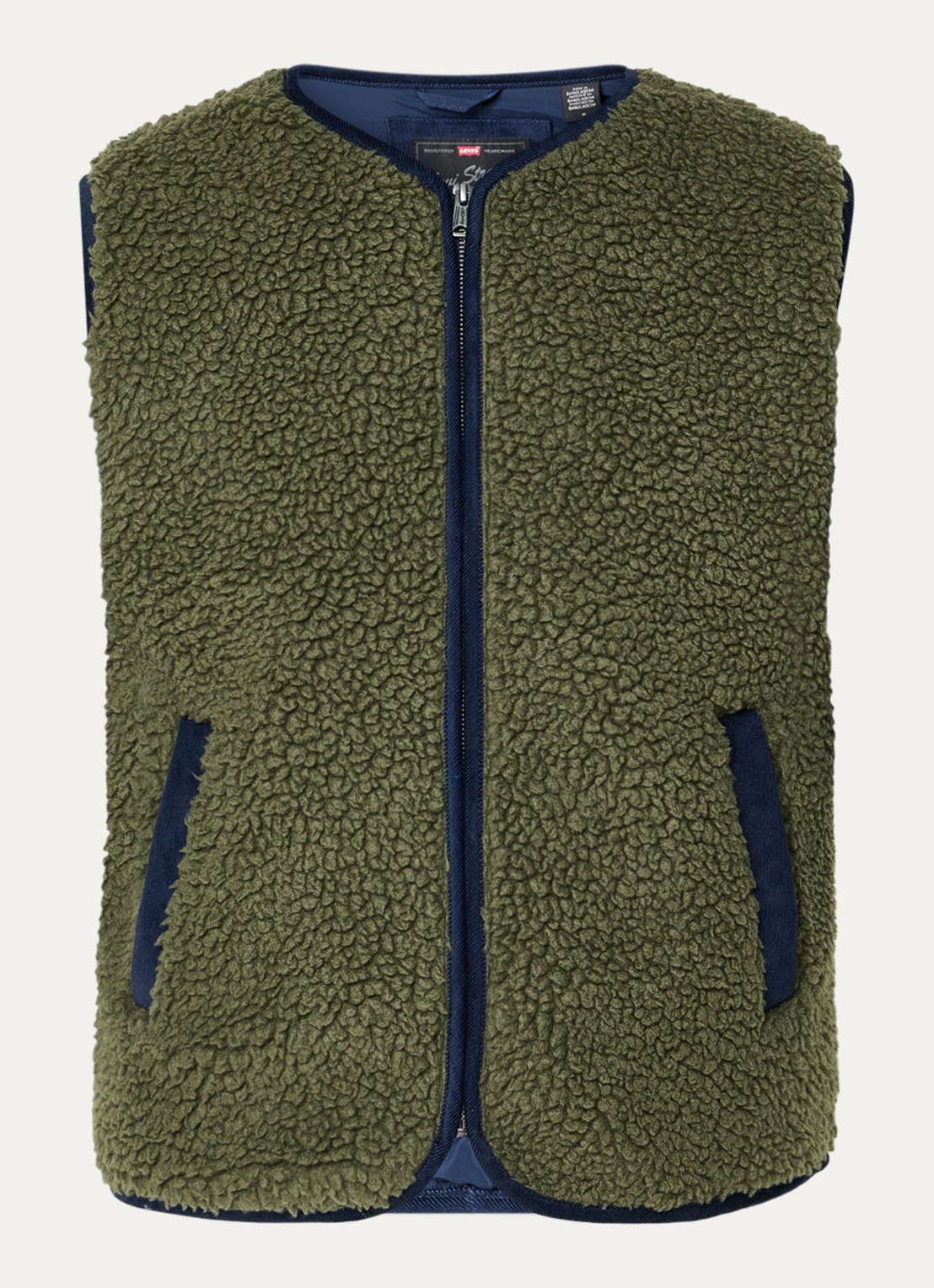 Levi's Sherpa bodywarmer van teddy met steekzakken - voorkant 2 bronsgroen