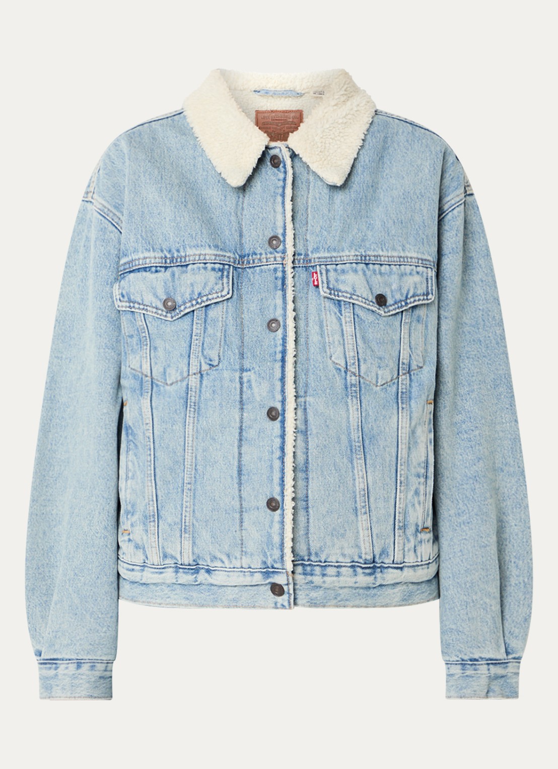 Levi's Sherpa spijkerjas met teddy voering en steekzakken - voorkant 2 lichtblauw