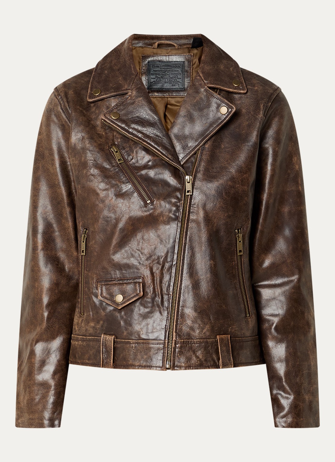 Levi's Shita bikerjack van schapenleer - voorkant 2 donkerbruin