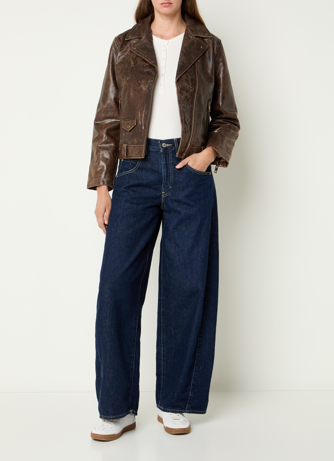 Levi's Shita bikerjack van schapenleer - voorkant 3 donkerbruin