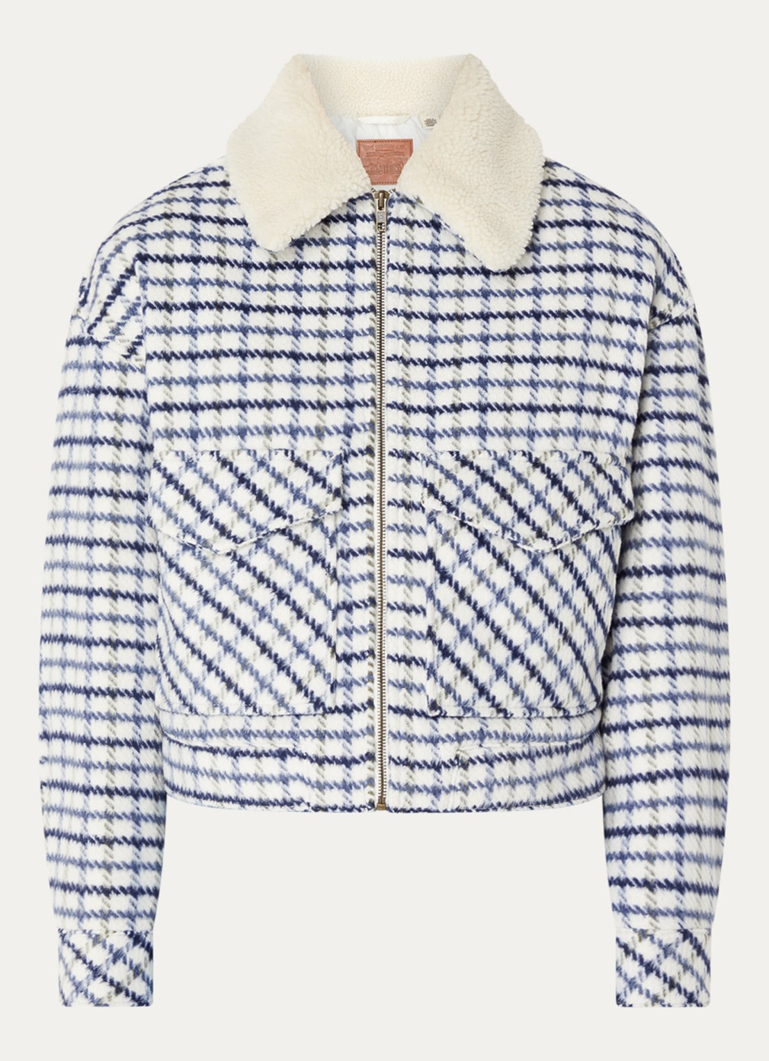 Levi's Shrunken gewatteerd jack in wolblend met ruitdessin - voorkant 2 blauw