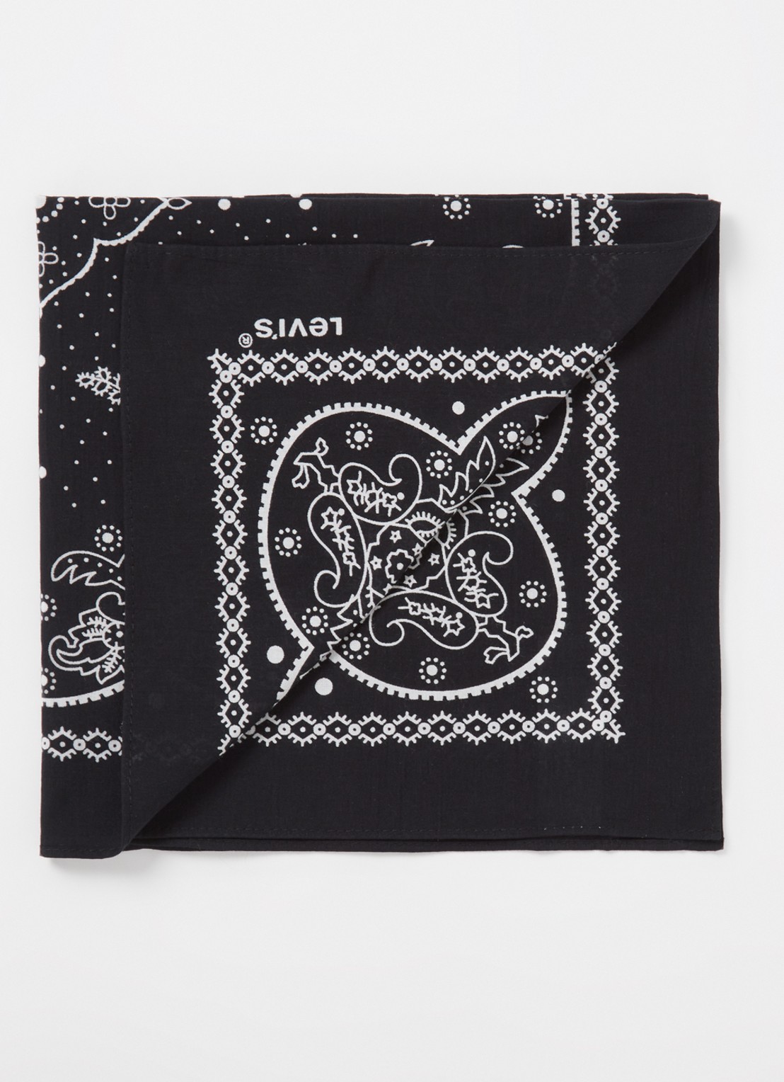 Levi's Sjaal met paisley dessin 50 x 50 cm - detail 2 zwart