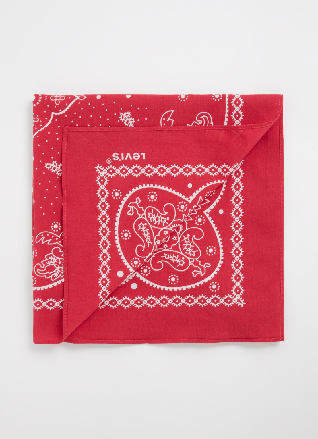 Levi's Sjaal met paisley dessin 52 x 52 cm - detail steenrood