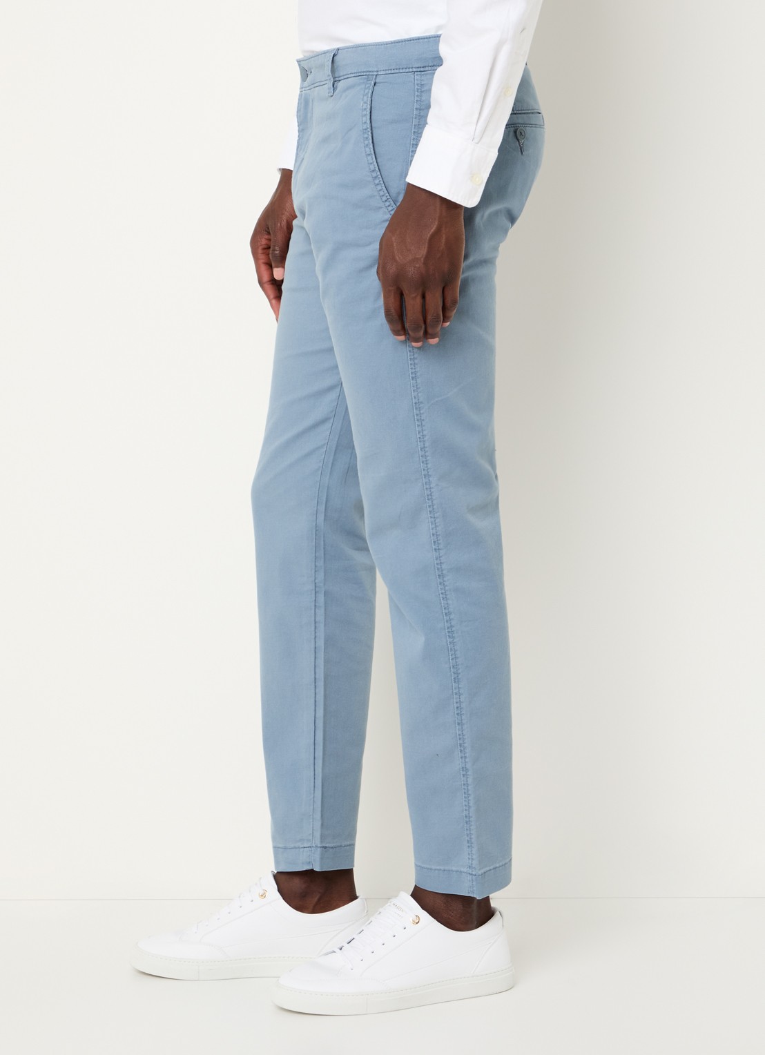 Levi's Slim fit cropped chino met steekzakken - detail 3 staalblauw