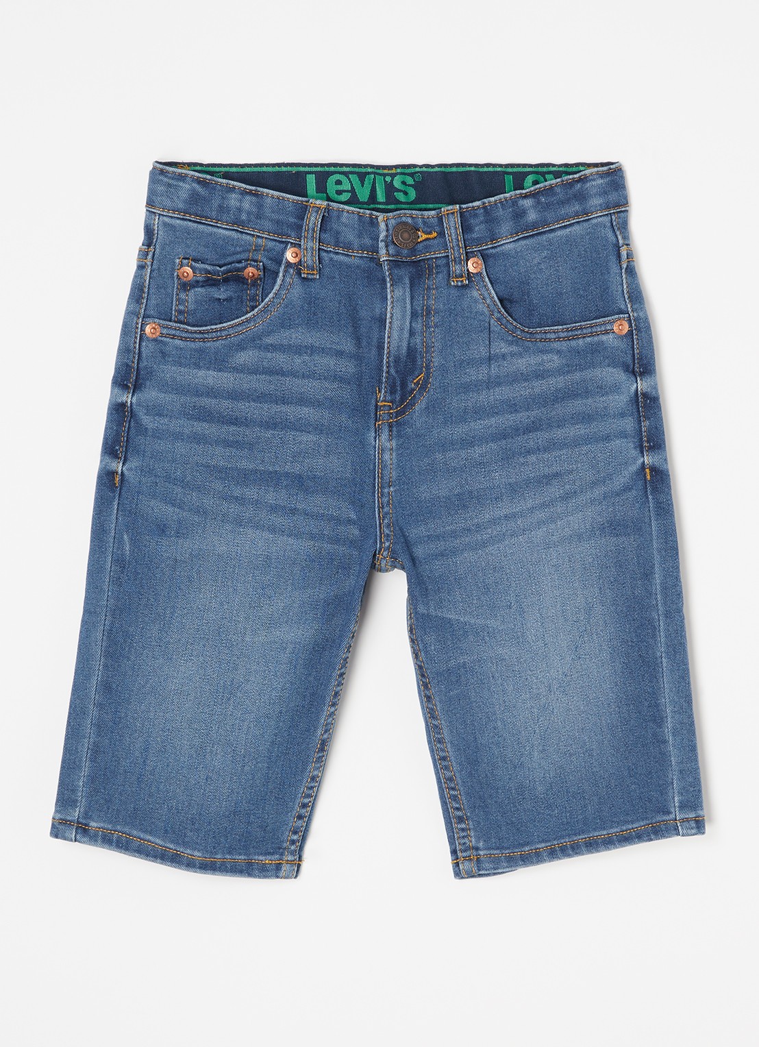 Levi's Slim fit korte broek van denim met stretch - voorkant 2 indigo