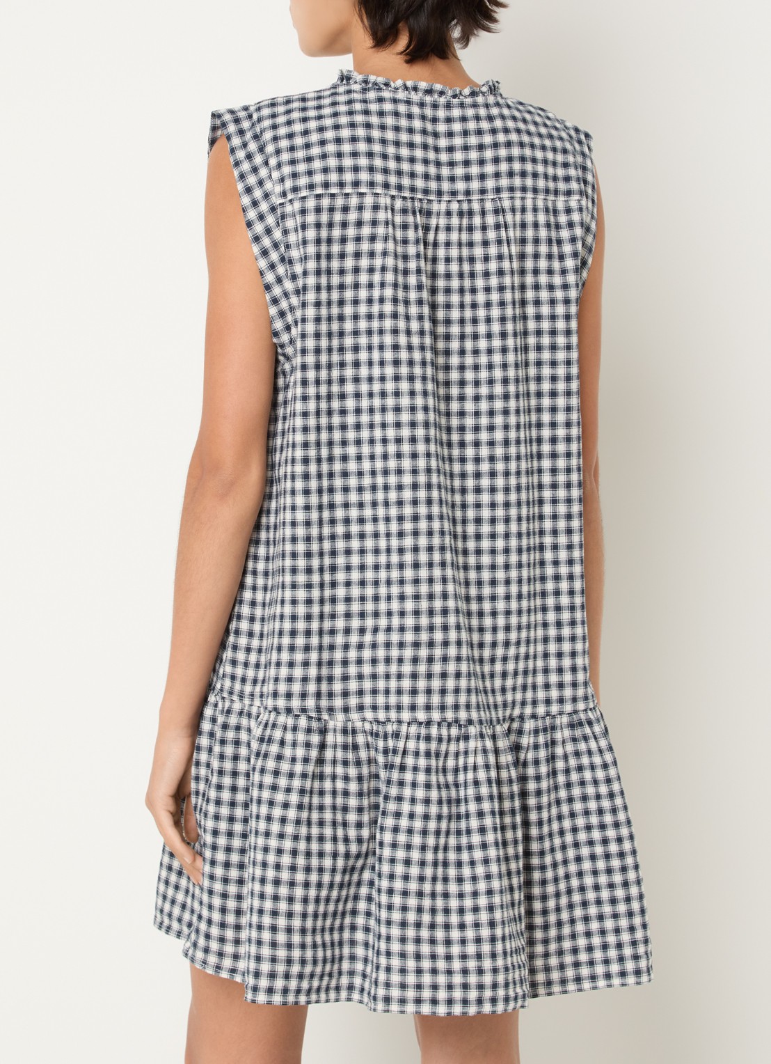 Levi's Solara mini blousejurk met ruitdessin - achterkant 4 donkerblauw