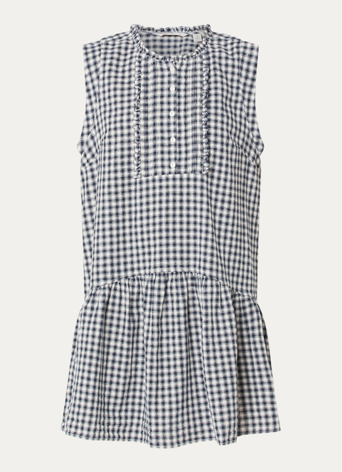 Levi's Solara mini blousejurk met ruitdessin - voorkant donkerblauw