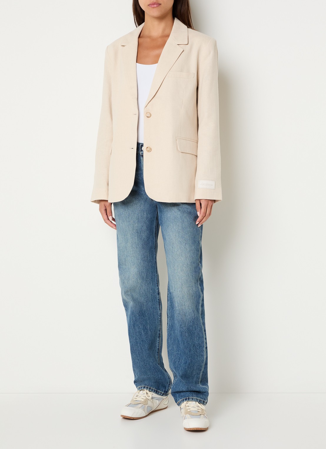 Levi's Stella blazer in linnenblend - voorkant 3 beige