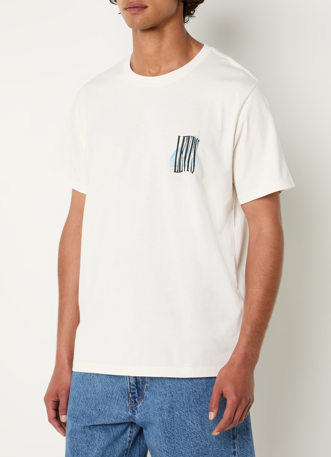 Levi's Stillness T-shirt met logo- en backprint - achterkant 4 gebroken wit