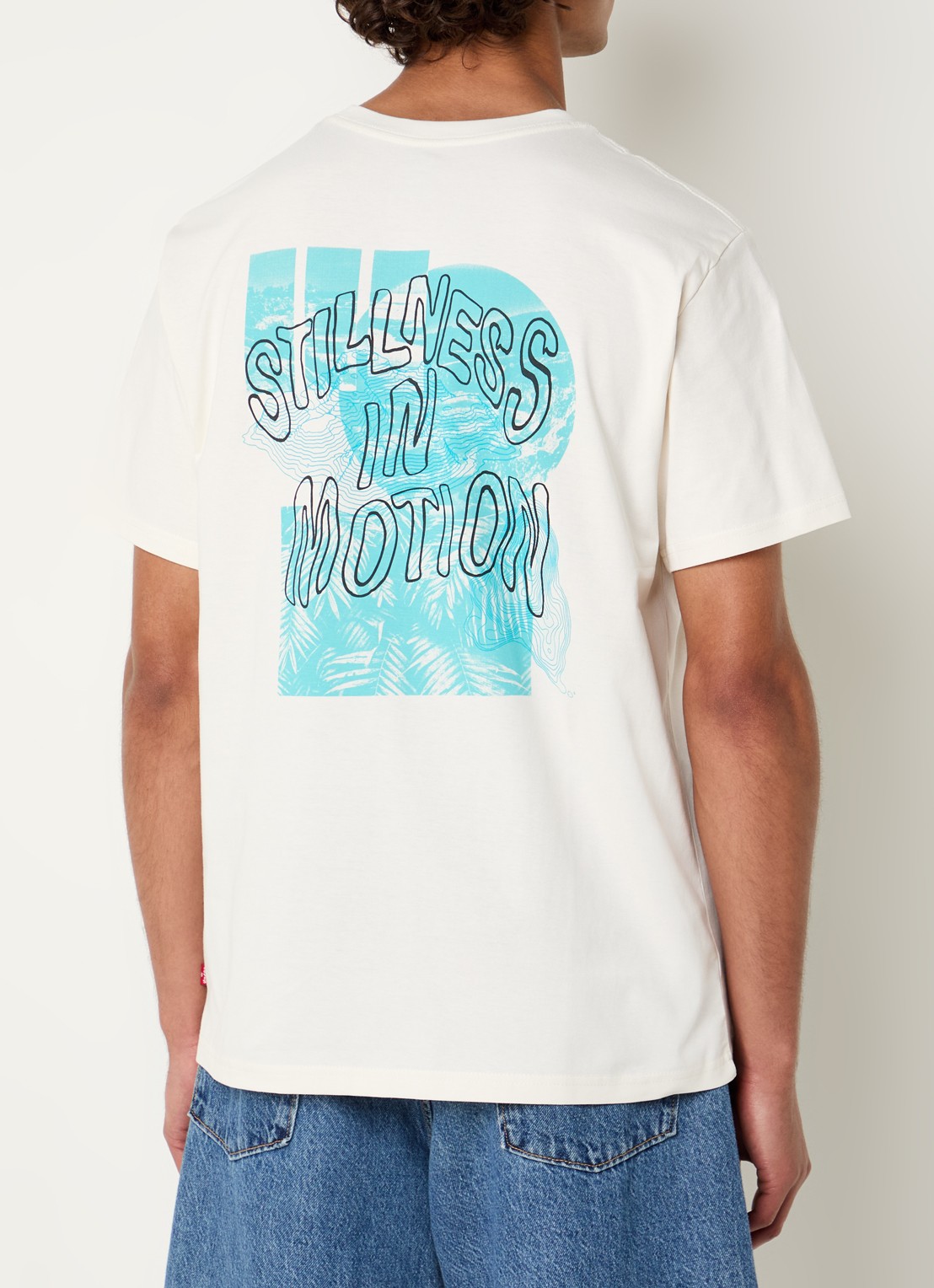 Levi's Stillness T-shirt met logo- en backprint - detail 3 gebroken wit