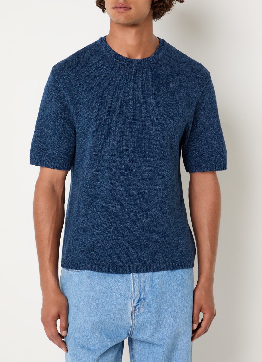 Levi's Stinson fijngebreide pullover in linnenblend - detail 4 donkerblauw