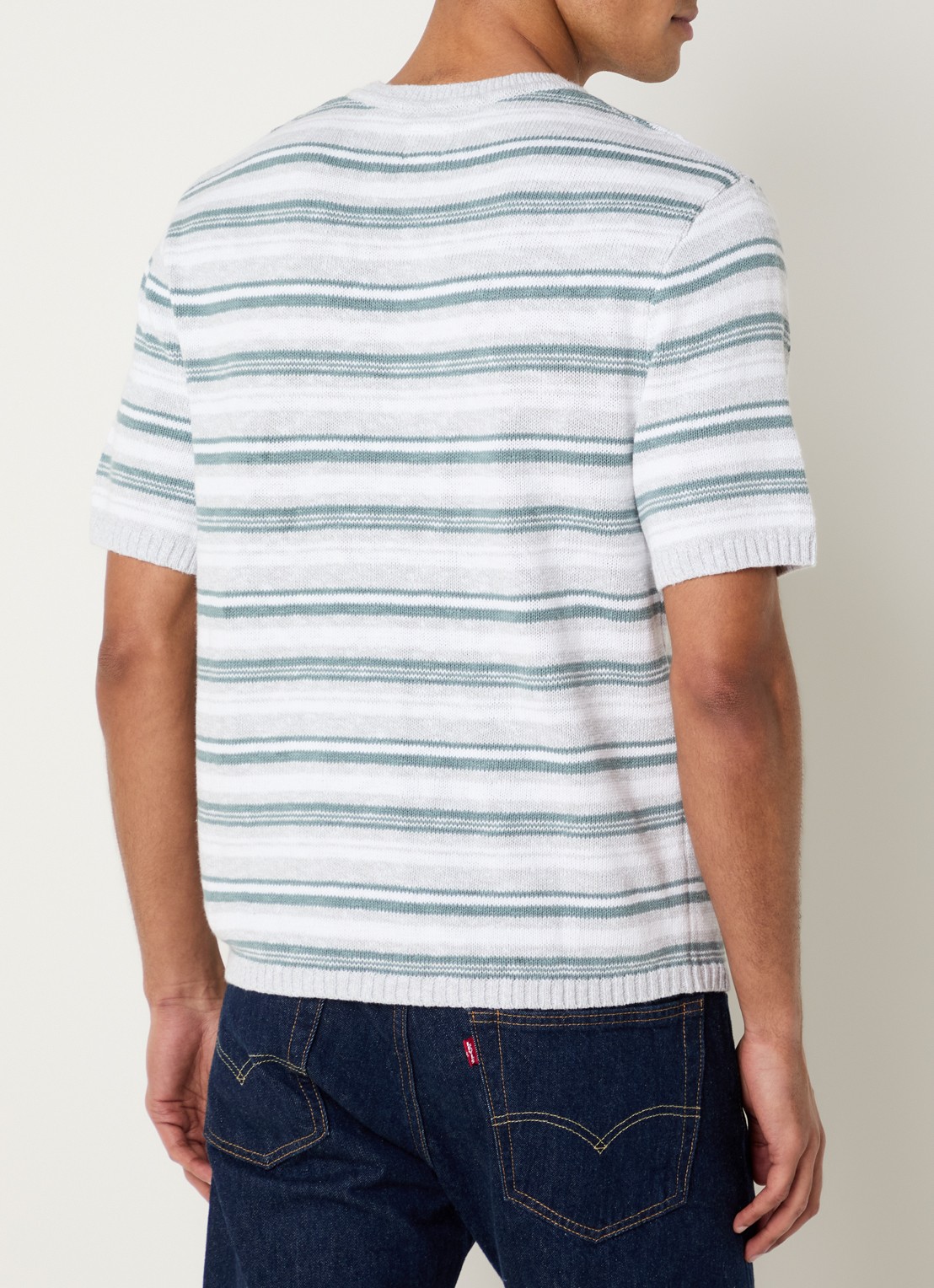 Levi's Stinson grofgebreide trui in linnenblend met streepprint - achterkant groen