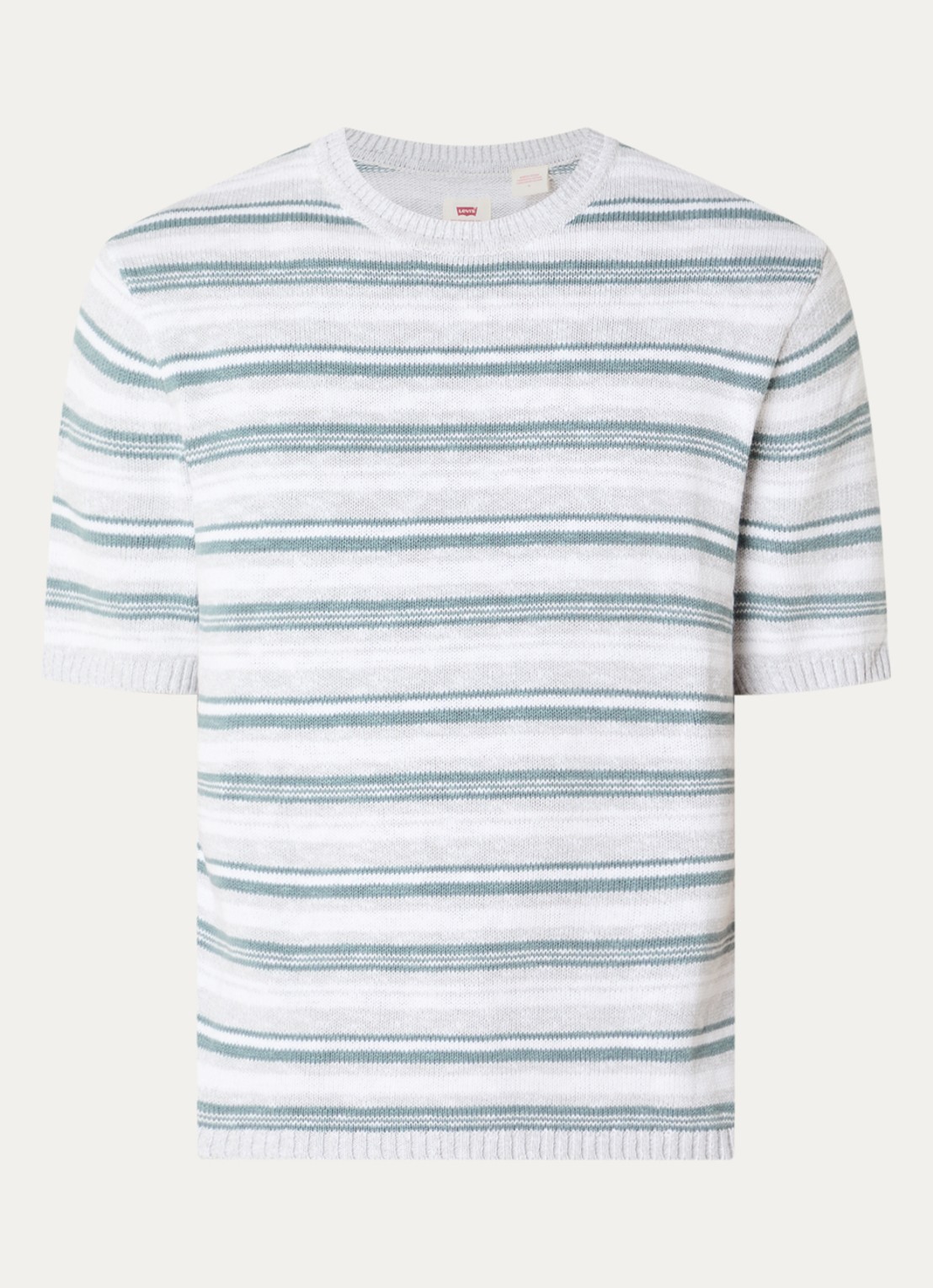 Levi's Stinson grofgebreide trui in linnenblend met streepprint - voorkant 2 groen
