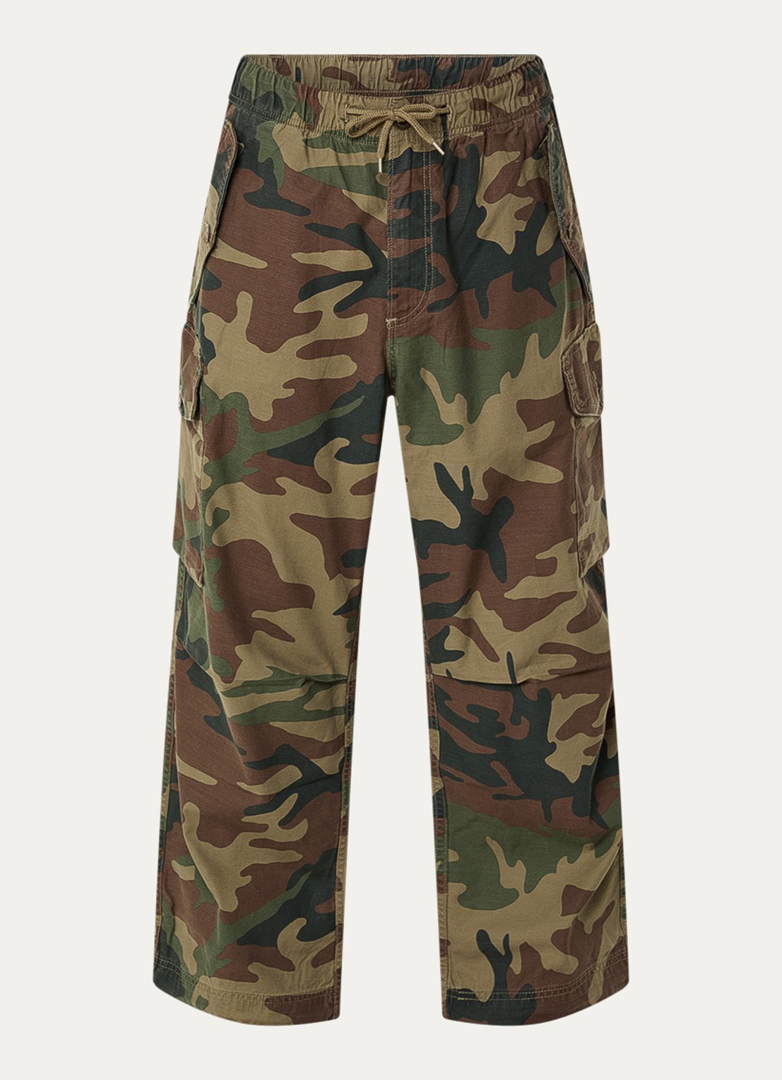 Levi's Straight fit cargobroek met camouflageprint en klepzakken - voorkant 4 legergroen