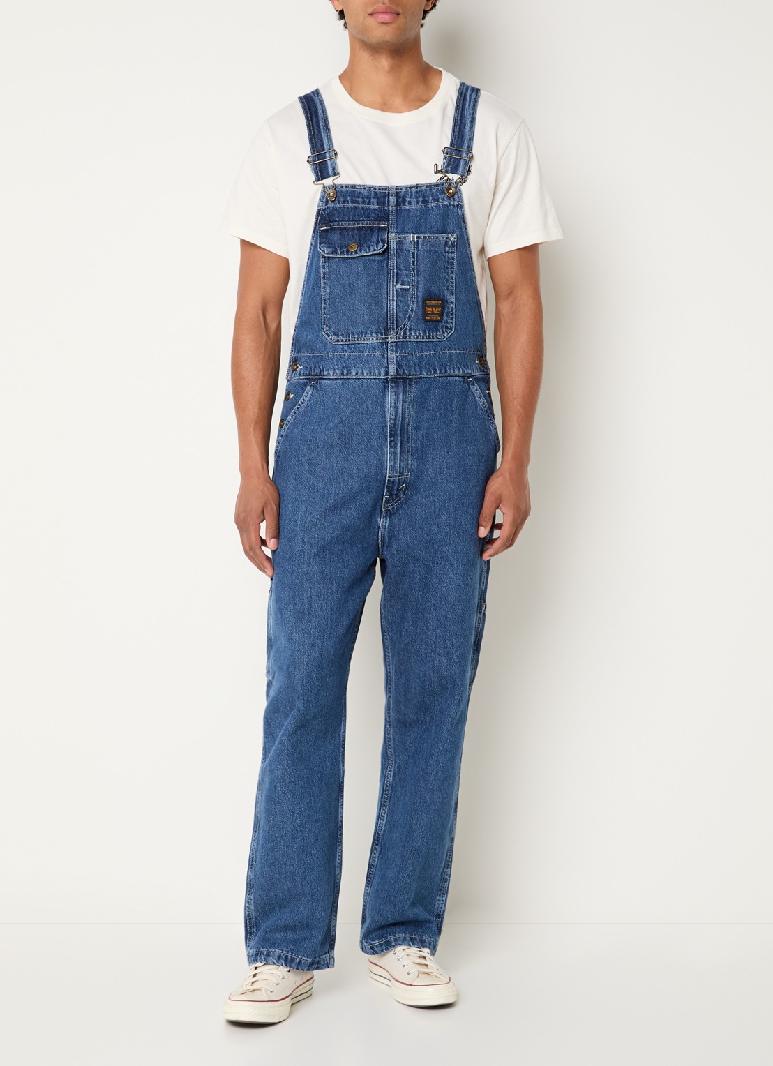 Levi's Straight fit tuinbroek van denim - detail indigo
