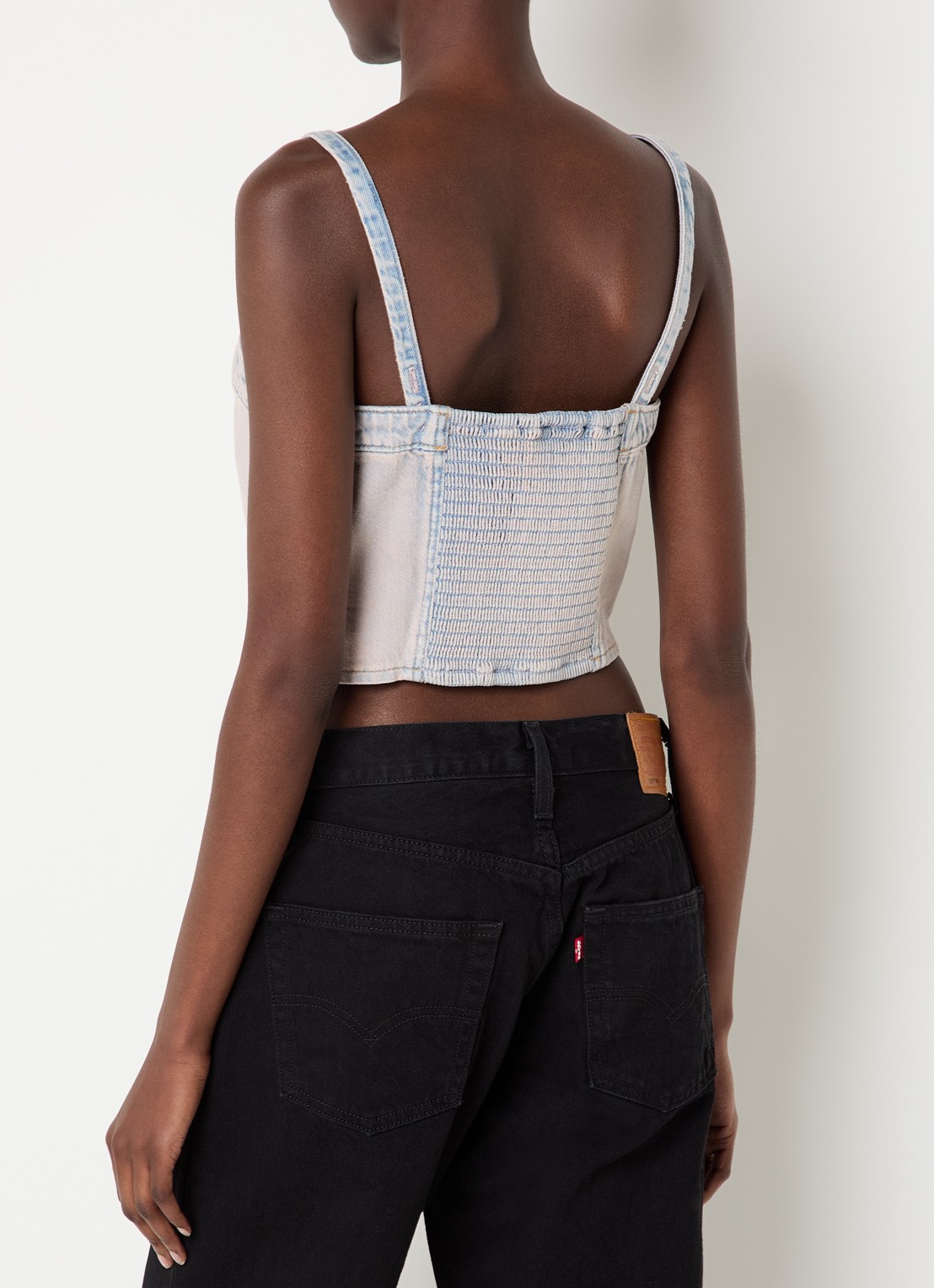 Levi's Strapless top van denim met verwassen afwerking en afneembare bandjes - achterkant 4 oudroze
