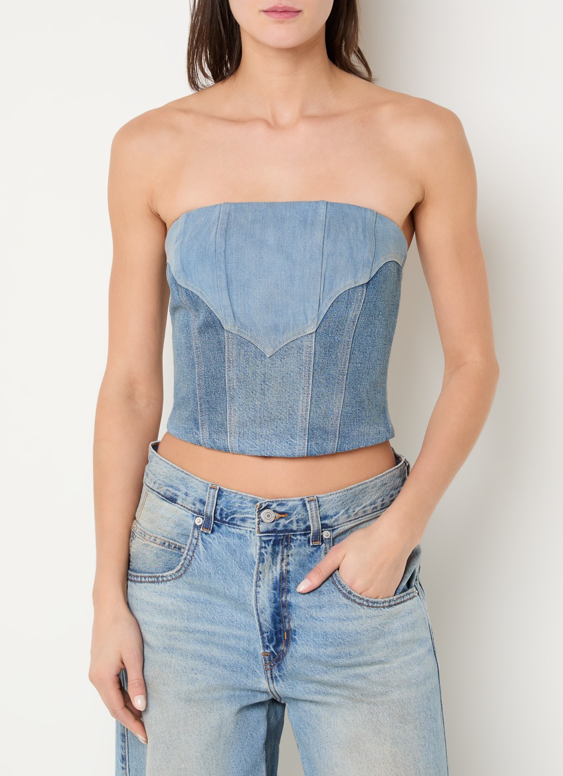 Levi's Strapless top van denim - detail 4 indigo