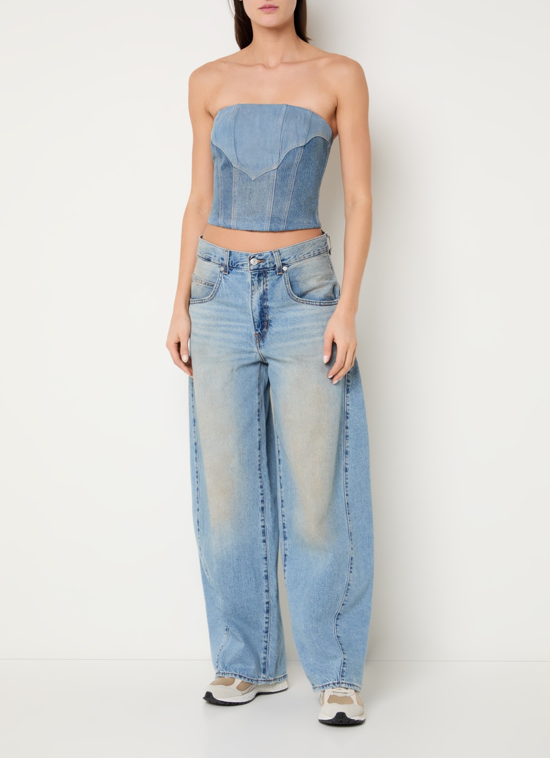 Levi's Strapless top van denim - voorkant 2 indigo