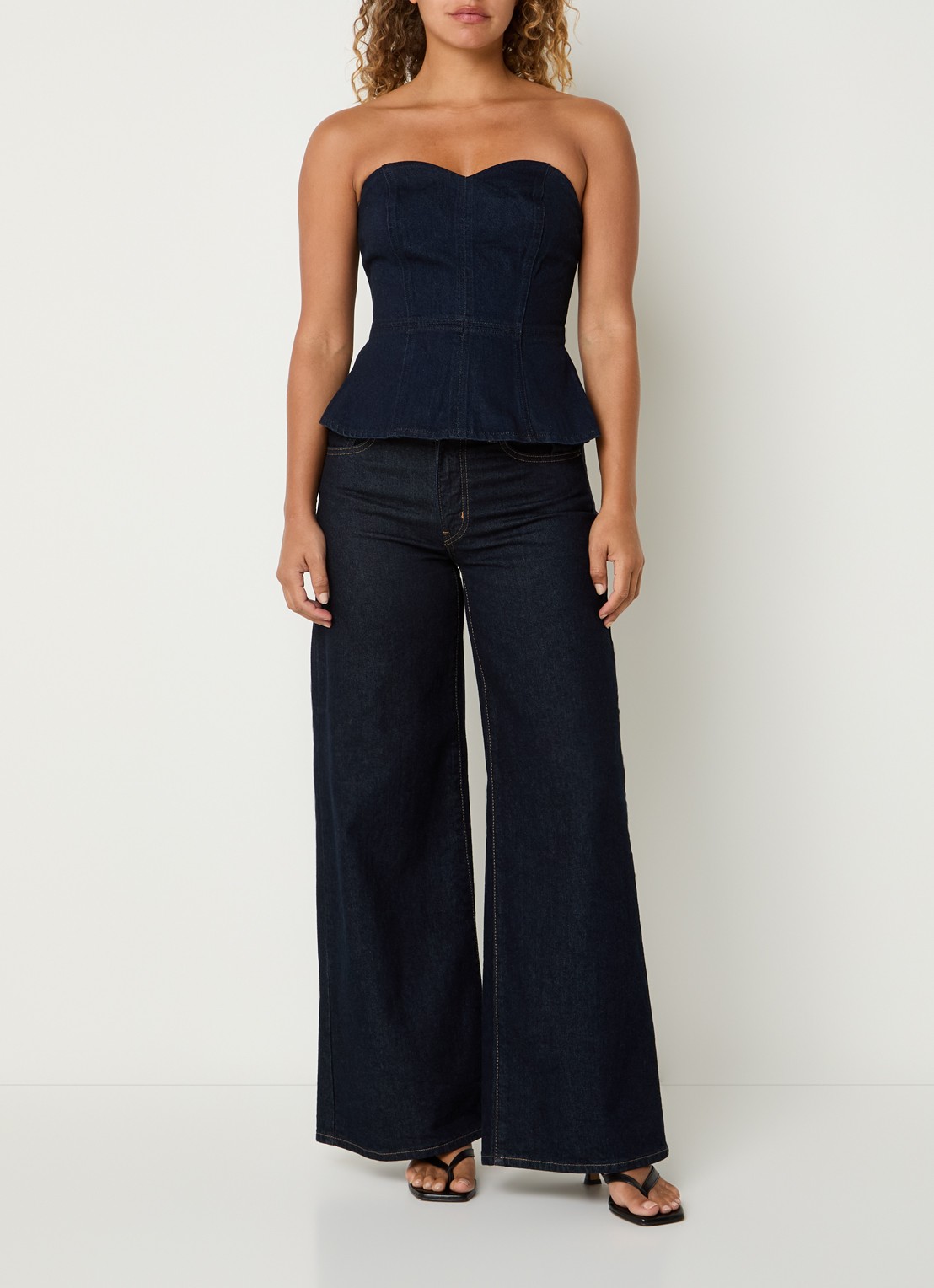 Levi's Strapless top van denim - voorkant 3 blauw