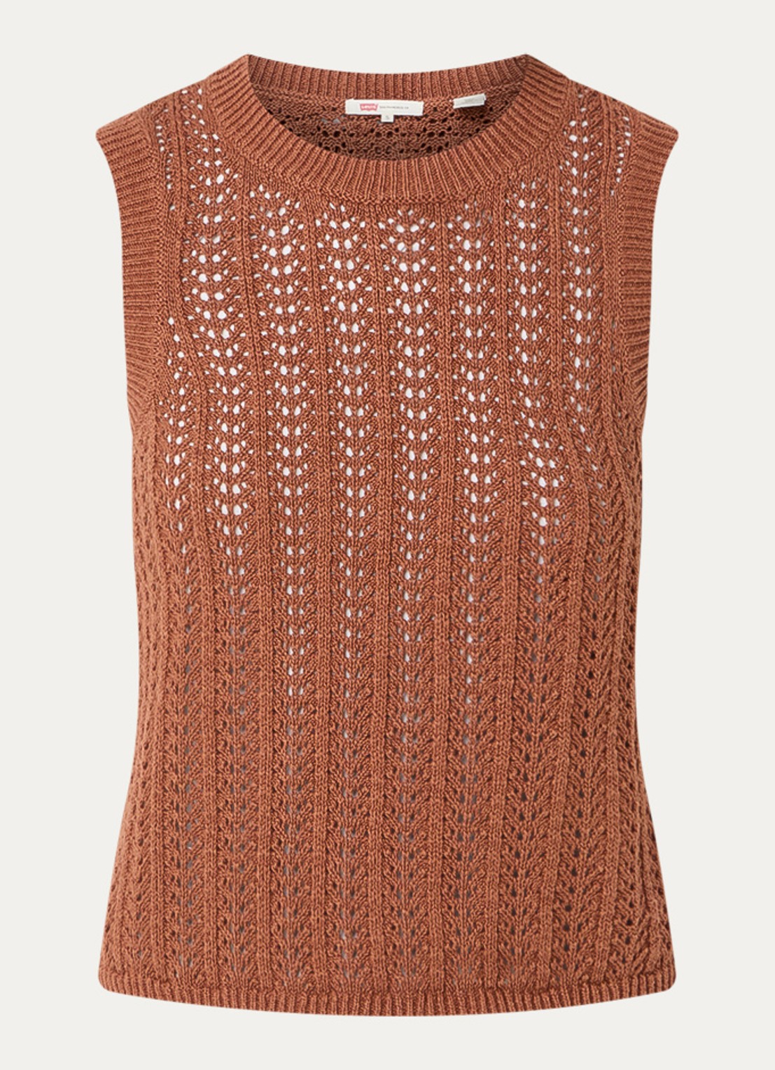 Levi's Sunrise grofgebreide tanktop in linnenblend - voorkant beige