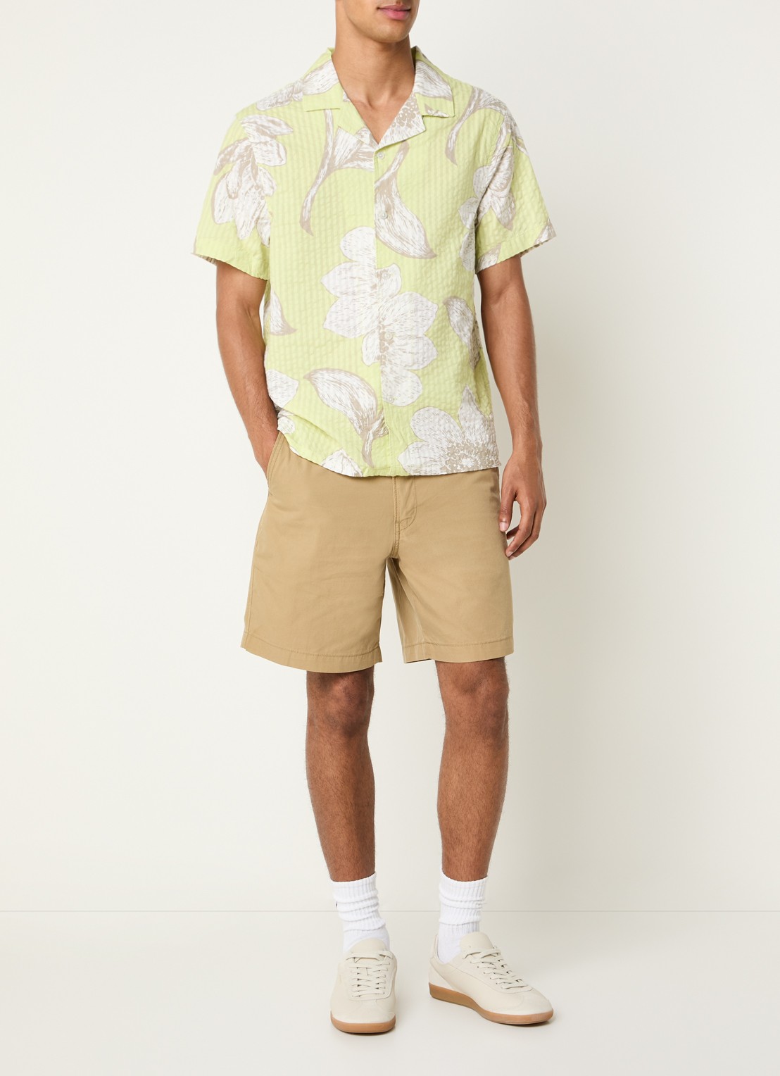 Levi's Sunset Camp regular fit overhemd met bloemenprint en structuur - voorkant 2 lime